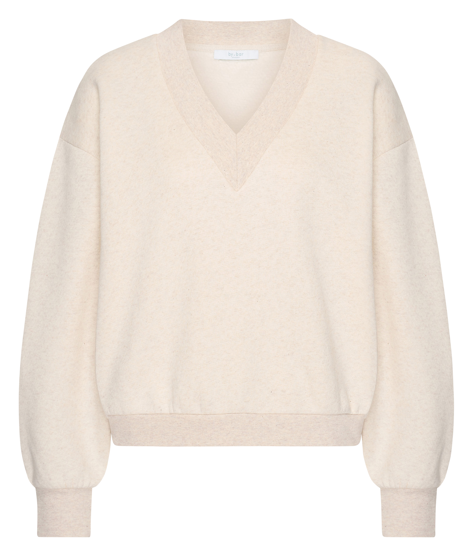 Pull droit col V en coton mélangé BY BAR Rose