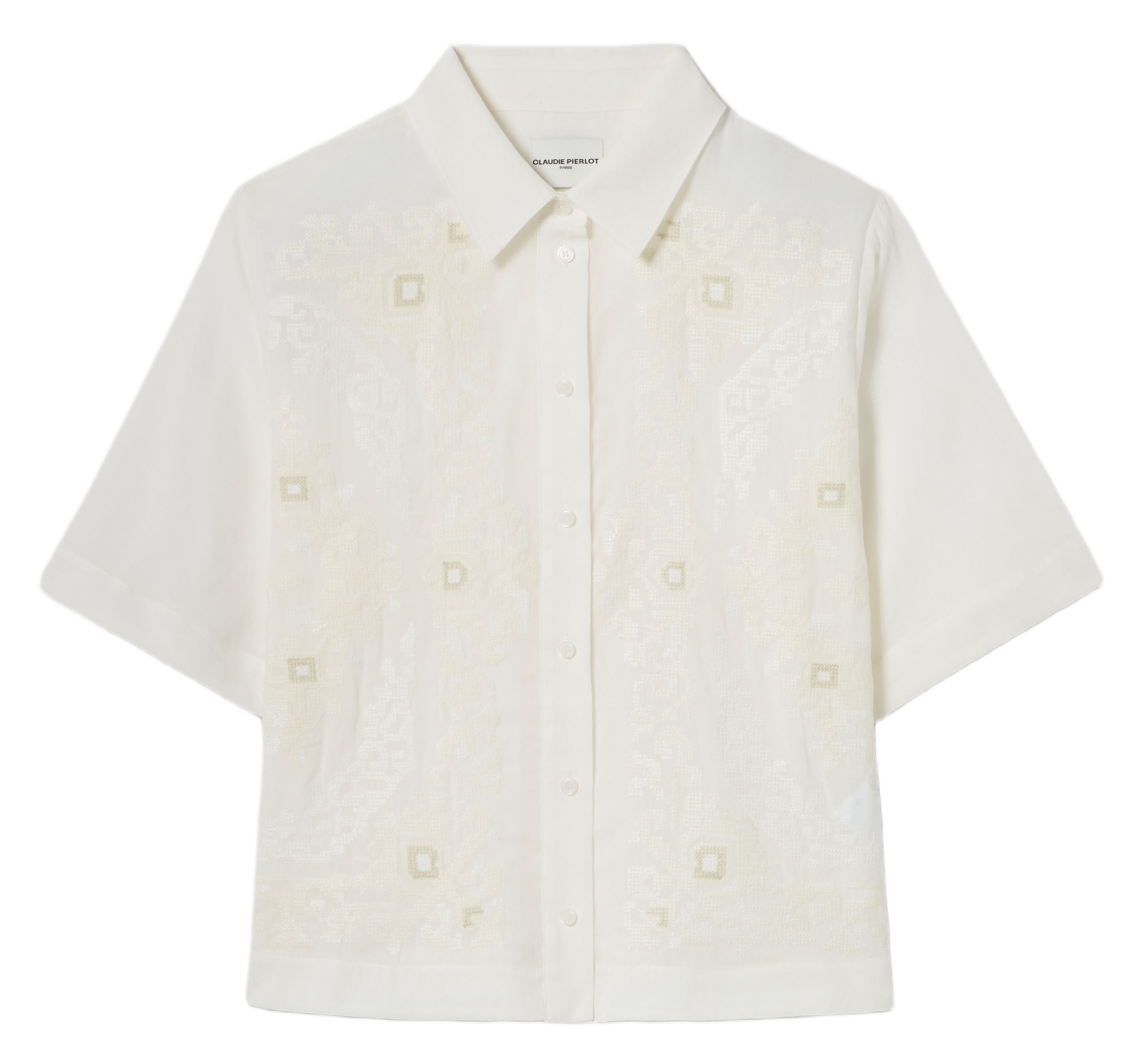 Chemise col classique en coton mélangé CLAUDIE PIERLOT Beige