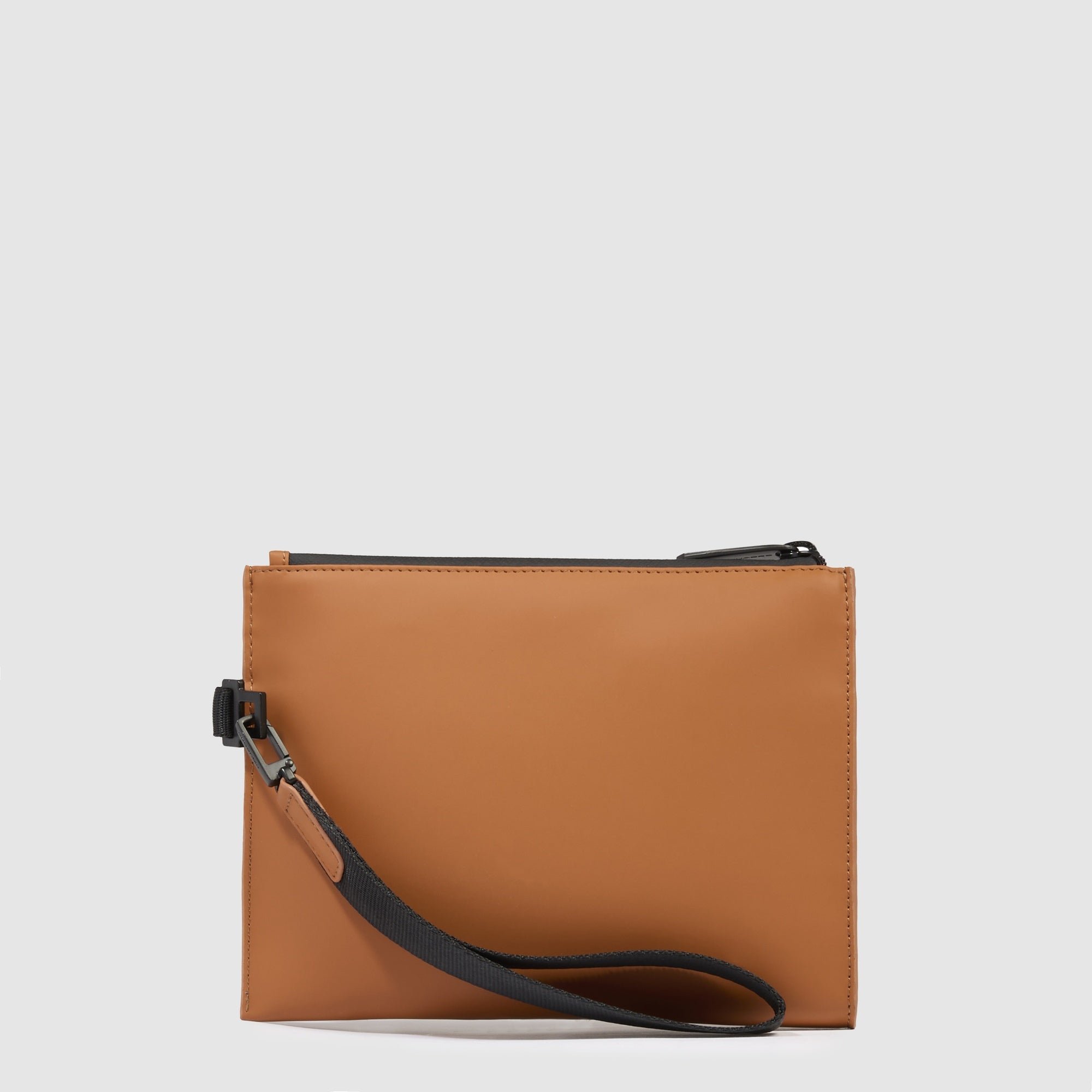Water-repellent canvas clutch with removable handle PIQUADRO Brown
