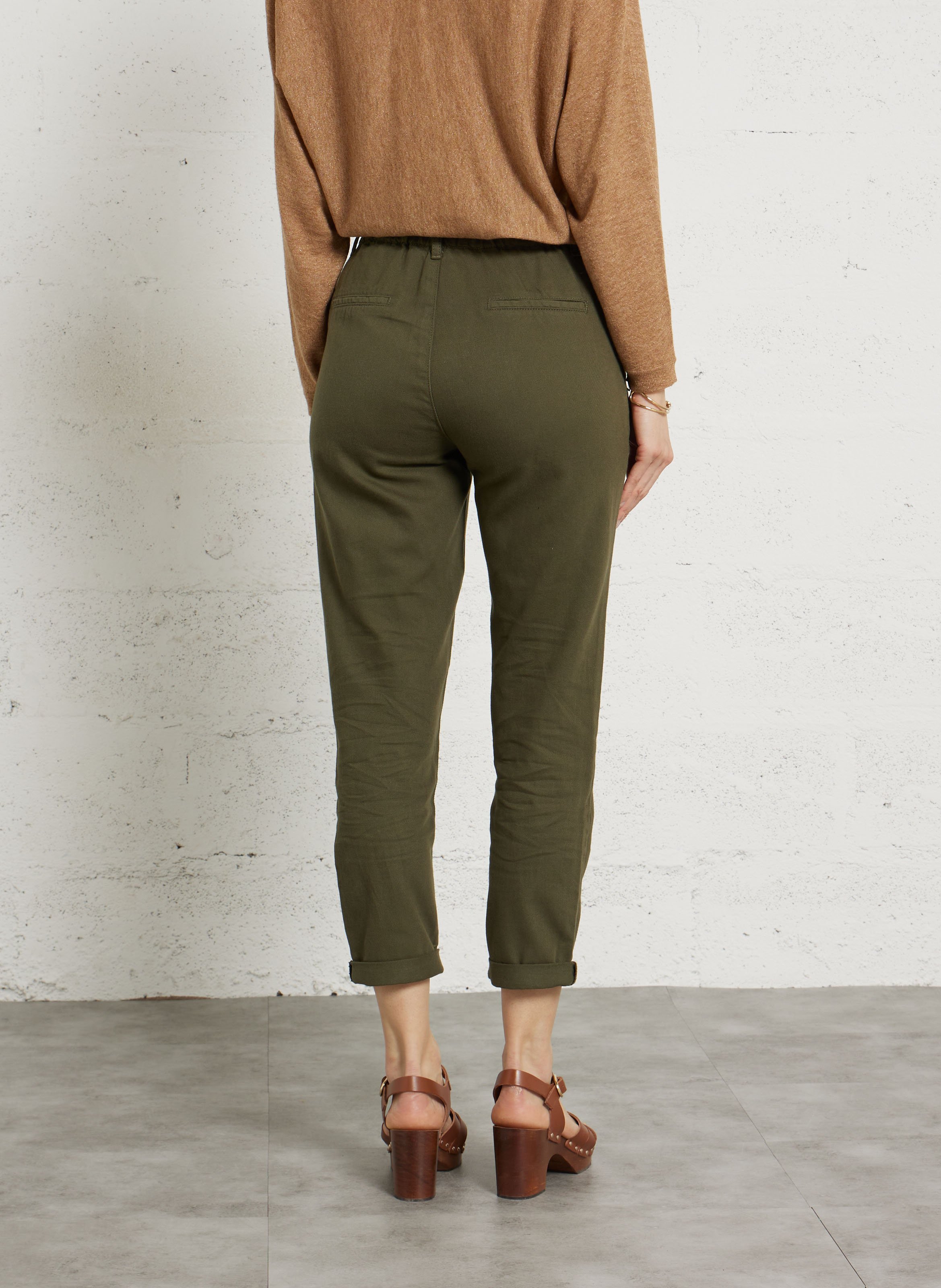 7/8 cotton chinos MAISON 123 Khaki