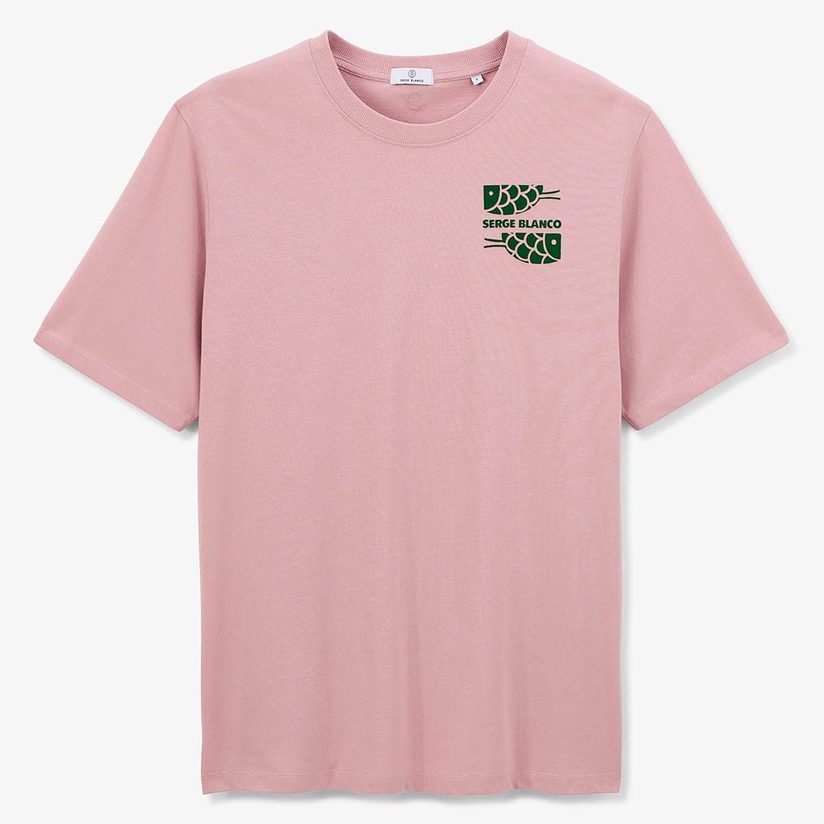 Round neck T-shirt with chest print in cotton SERGE BLANCO Pink