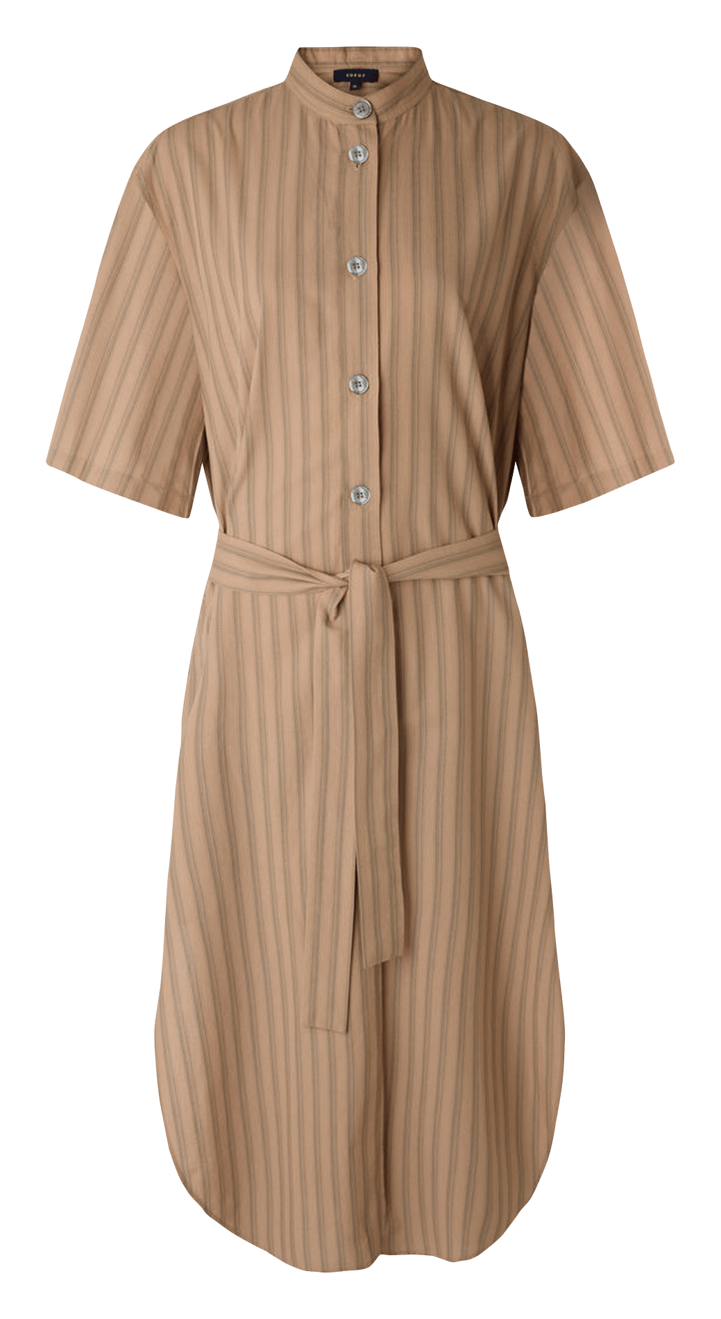 Midi-Kleid mit Mao-Kragen aus Baumwolle SOEUR Beige