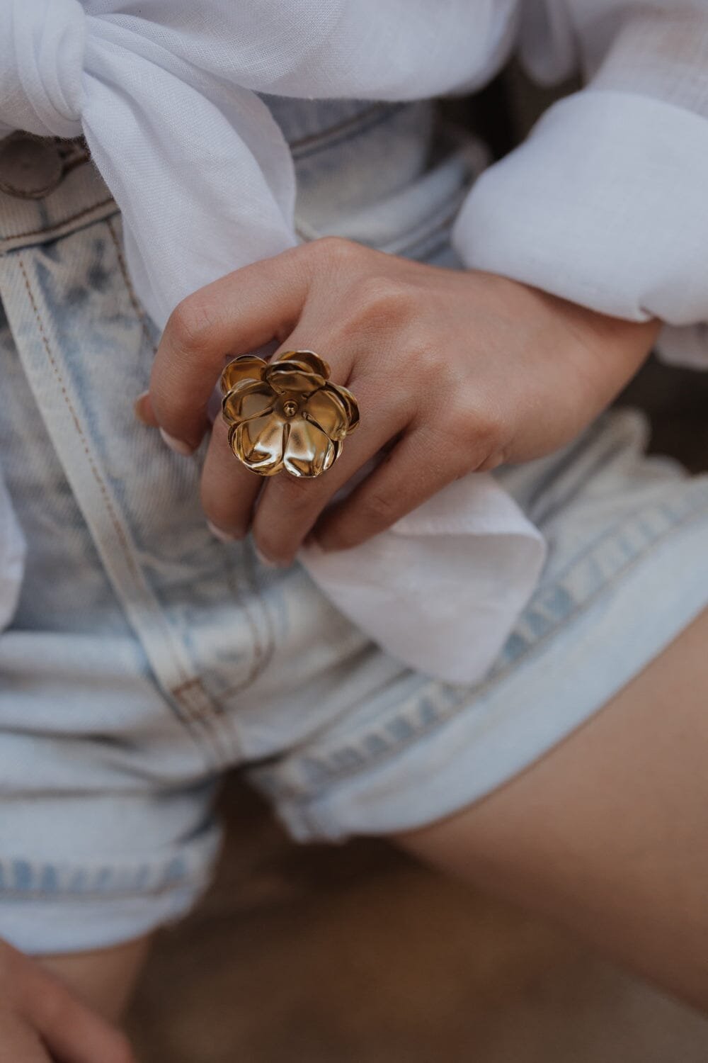 Maxi gold-plated flower ring MONSIEUR SIMONE Silver