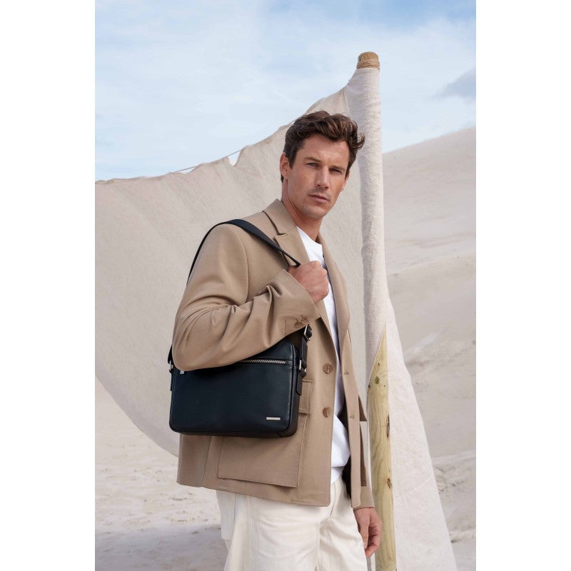 Crossbody bag in cowhide leather POURCHET Black