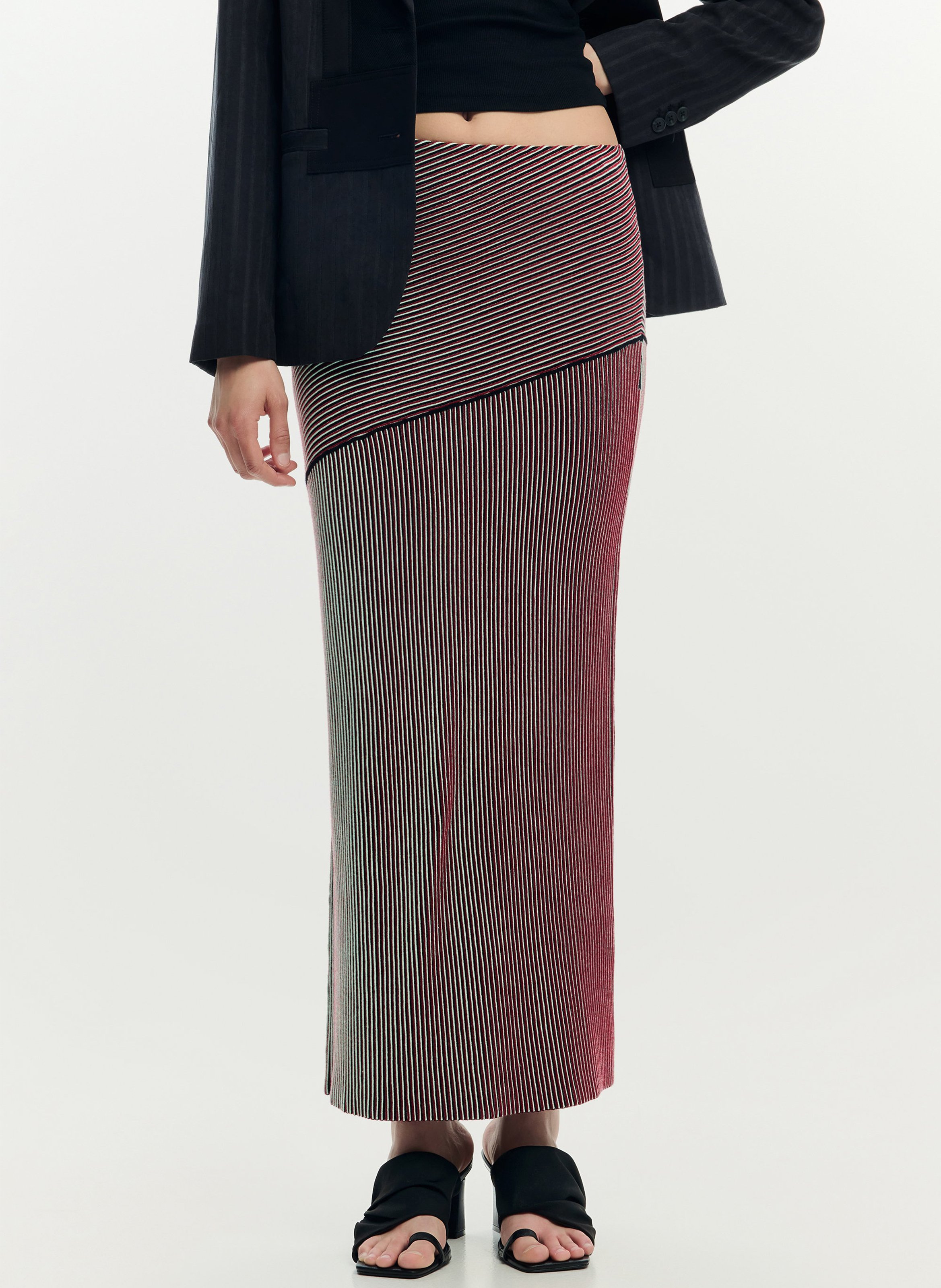 Jupe longue ajustée rayée DESIGUAL Vert