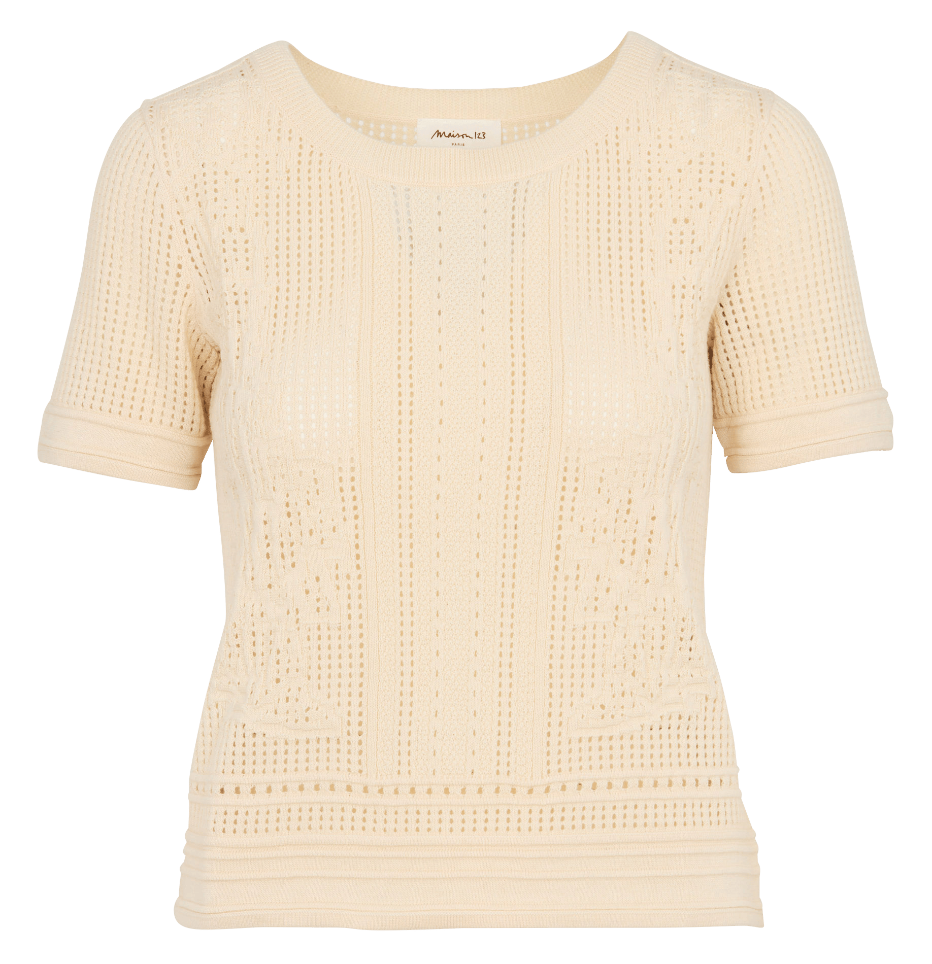 Top col rond en coton MAISON 123 Beige