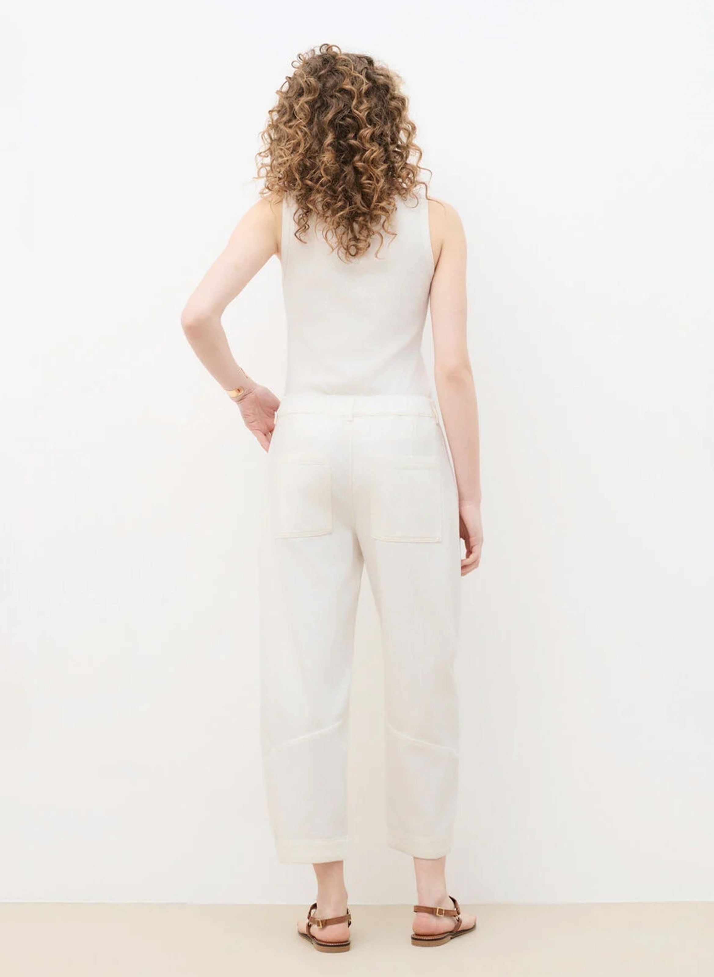 Pantalon large en coton CAROLL Beige