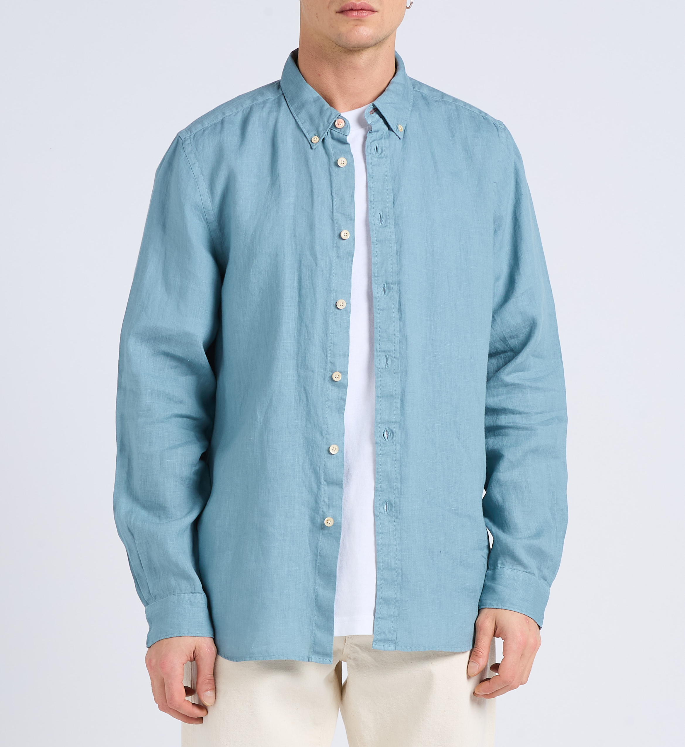 Regular-fit linen shirt with cutaway collar PAUL SMITH Blue