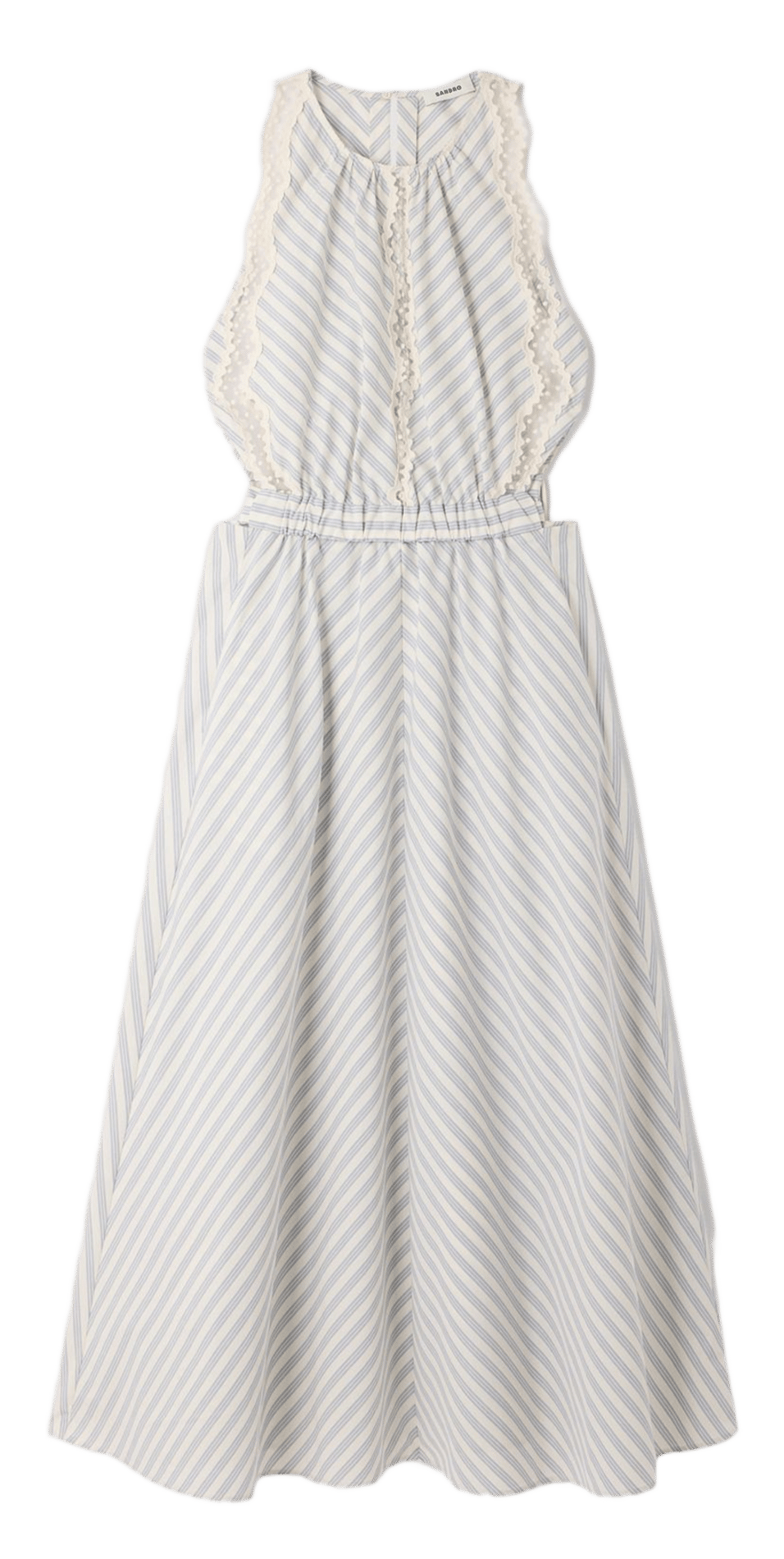 Lange, katoenen jurk met ronde hals SANDRO Beige