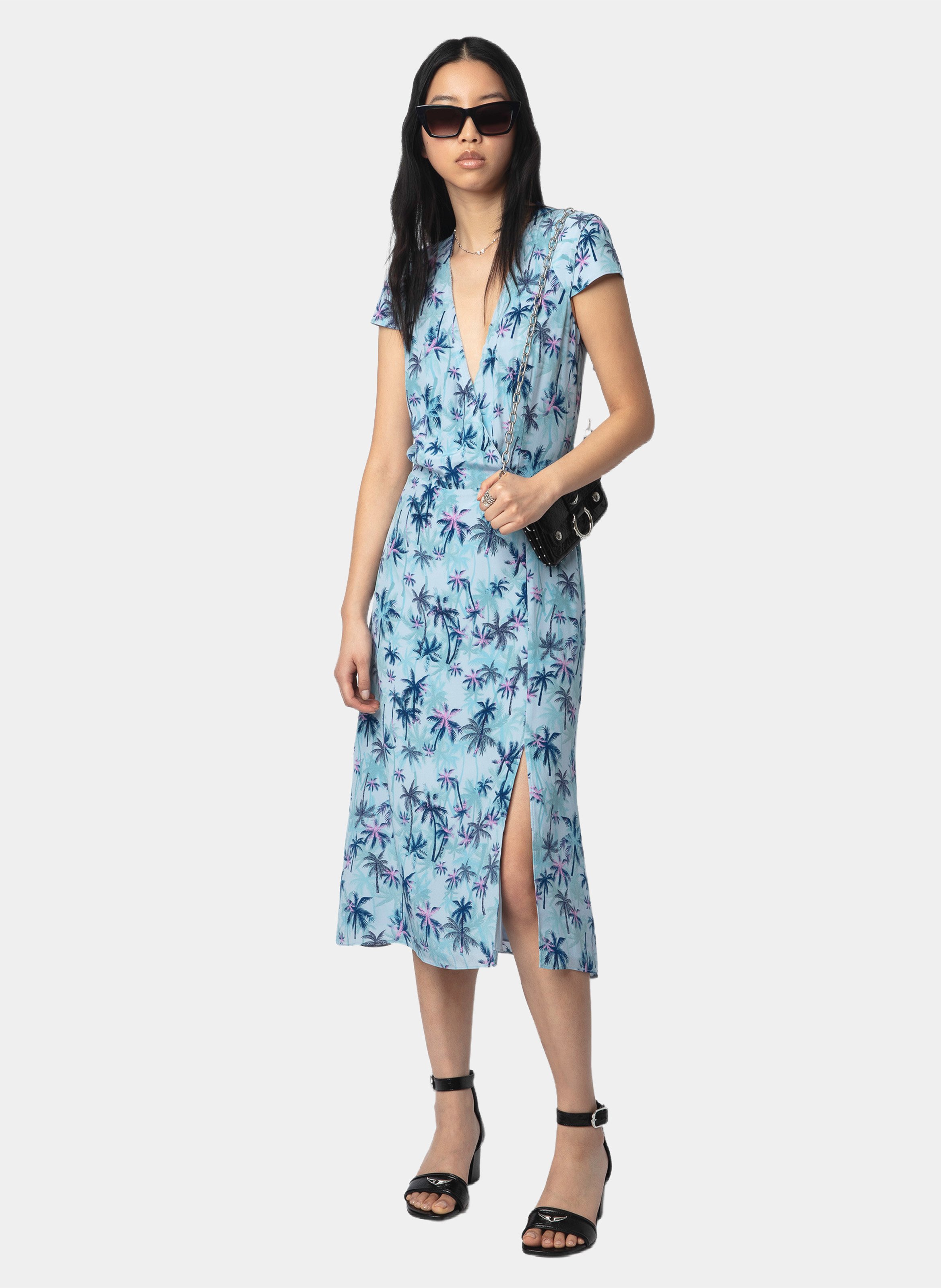 Abito midi scollo a V in seta ZADIG&VOLTAIRE Blu