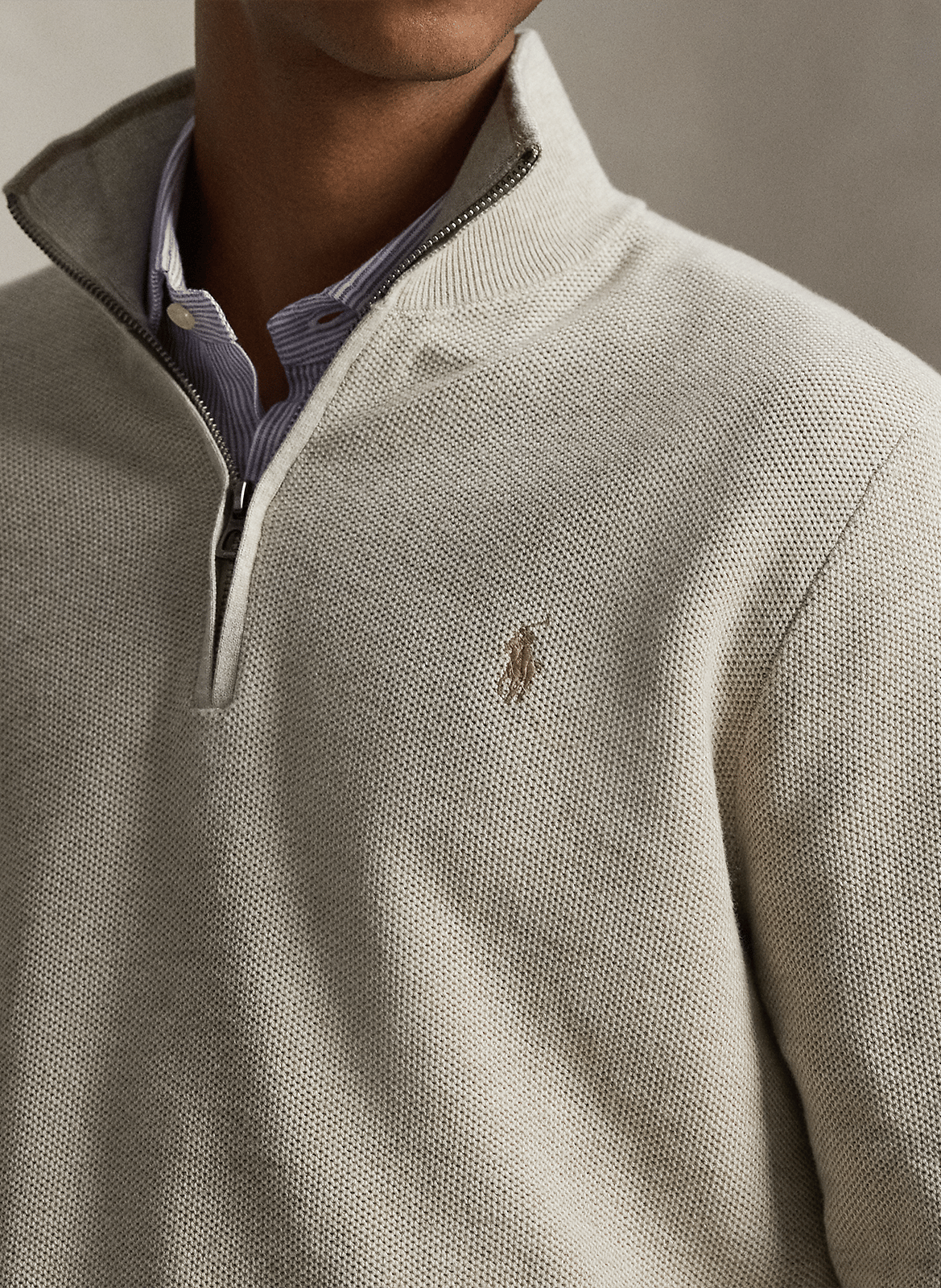 High-neck straight-cut cotton sweater POLO RALPH LAUREN Brown