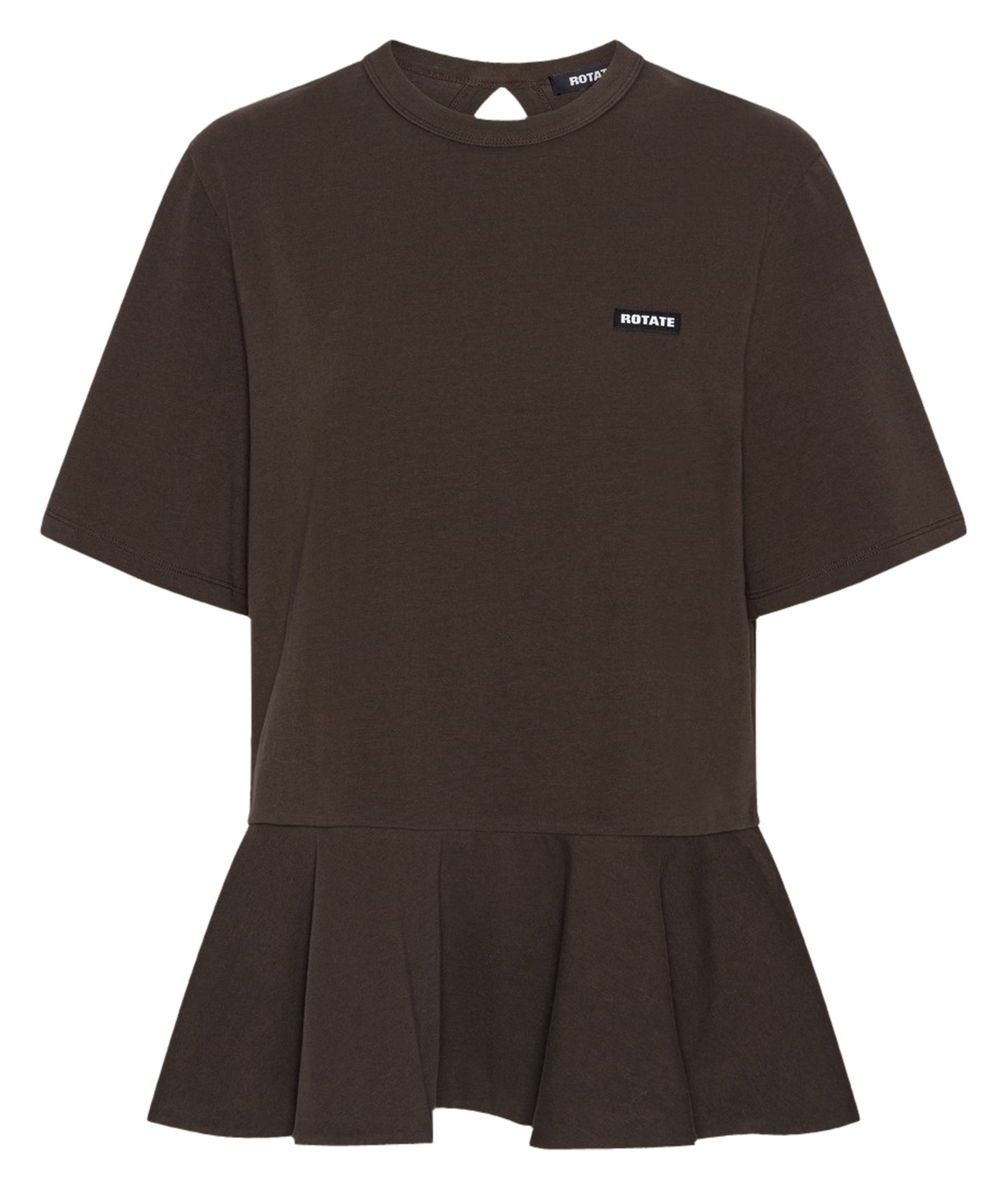 Tee-shirt ample à volants uni ROTATE Marron