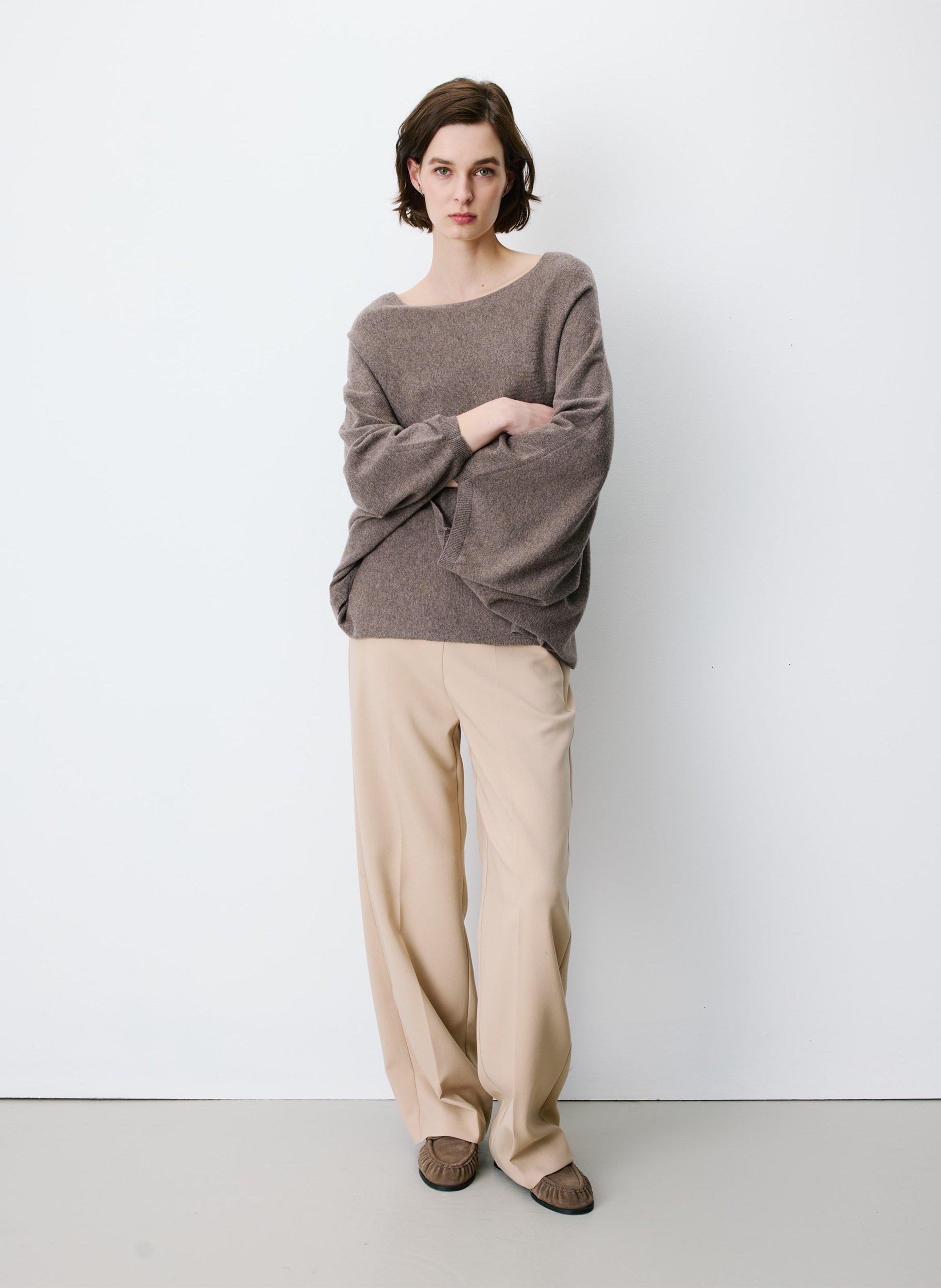 Grote gebreide poncho GRACE ET MILA Bruin