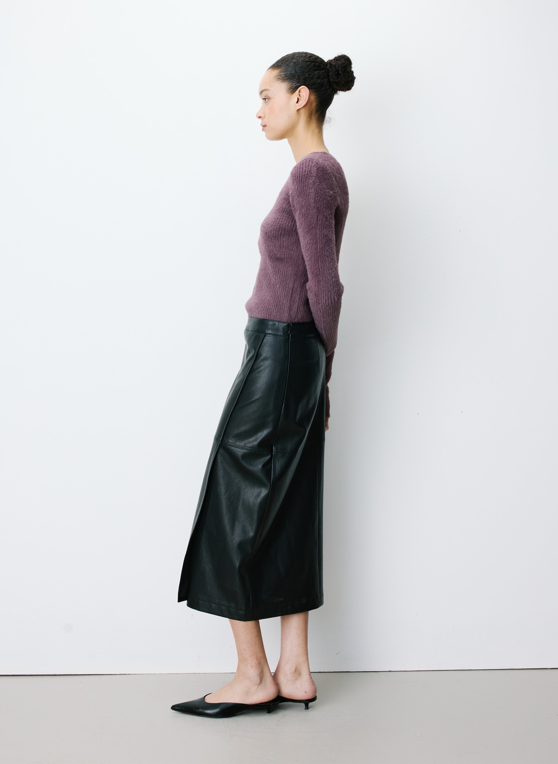 Jupe midi droite effet cuir GRACE ET MILA Noir
