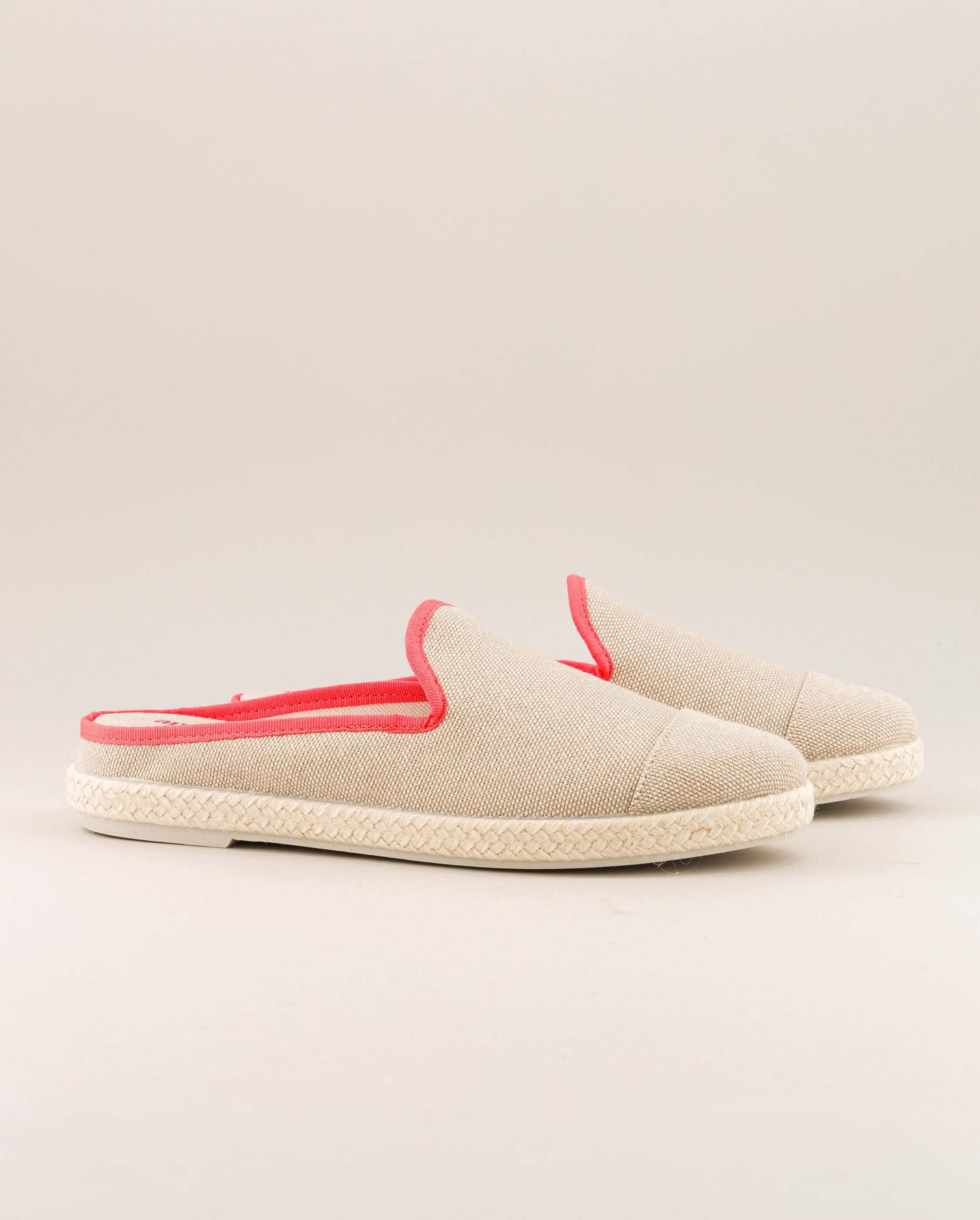 Women's mule, beige cotton with fluorescent pink ANGARDE Beige