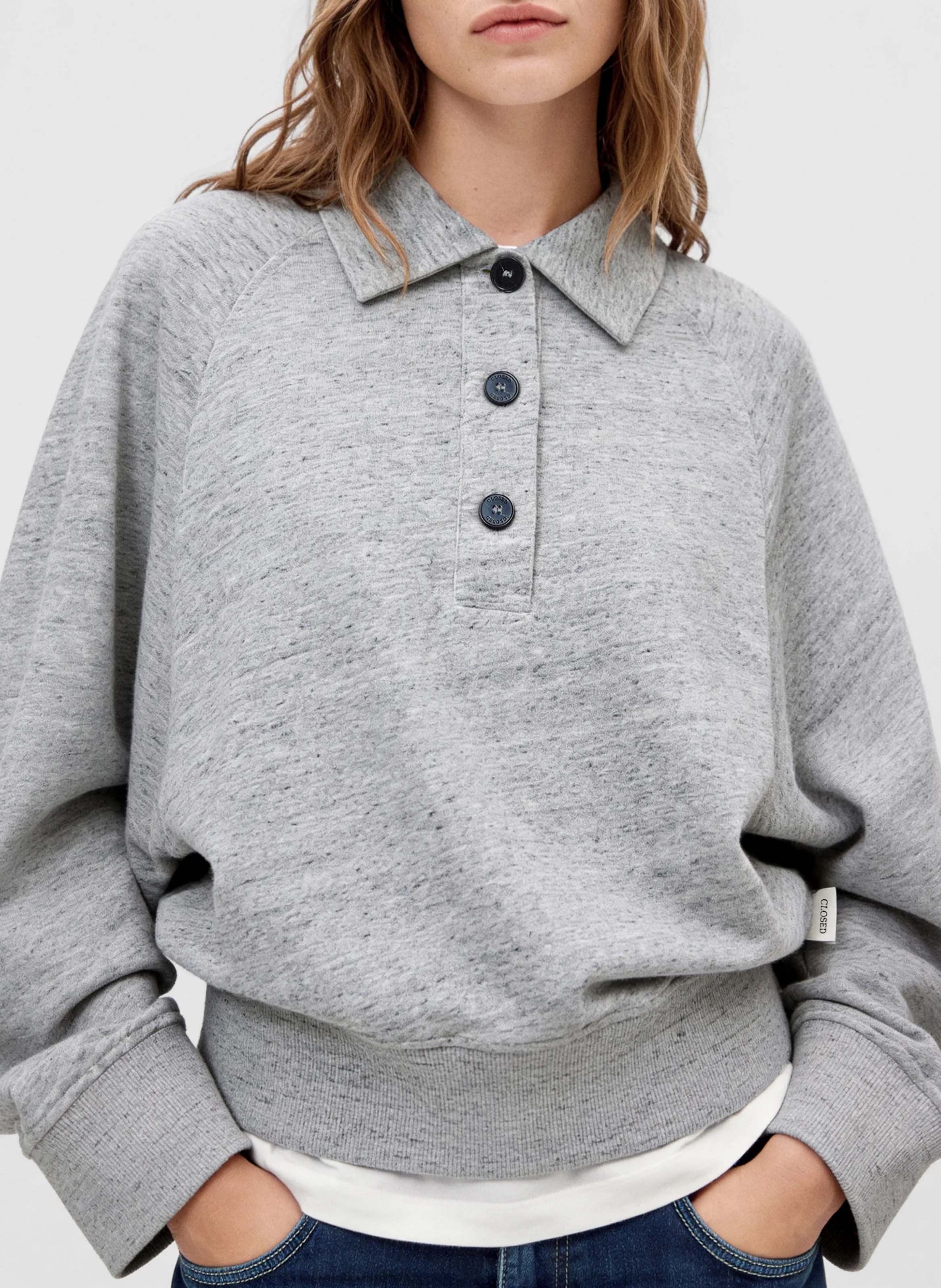 Oversized cotton polo shirt CLOSED Grey