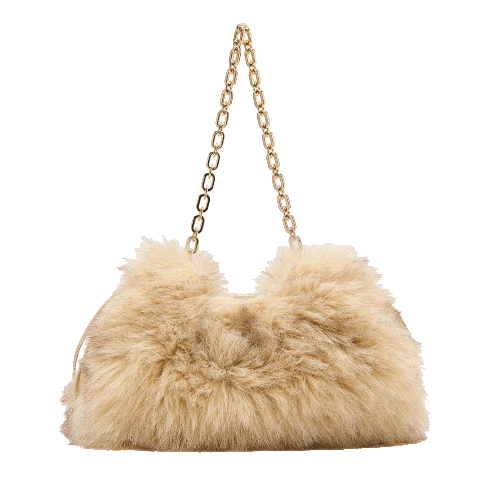 Sac porté épaule effet fourrure MAJE Beige