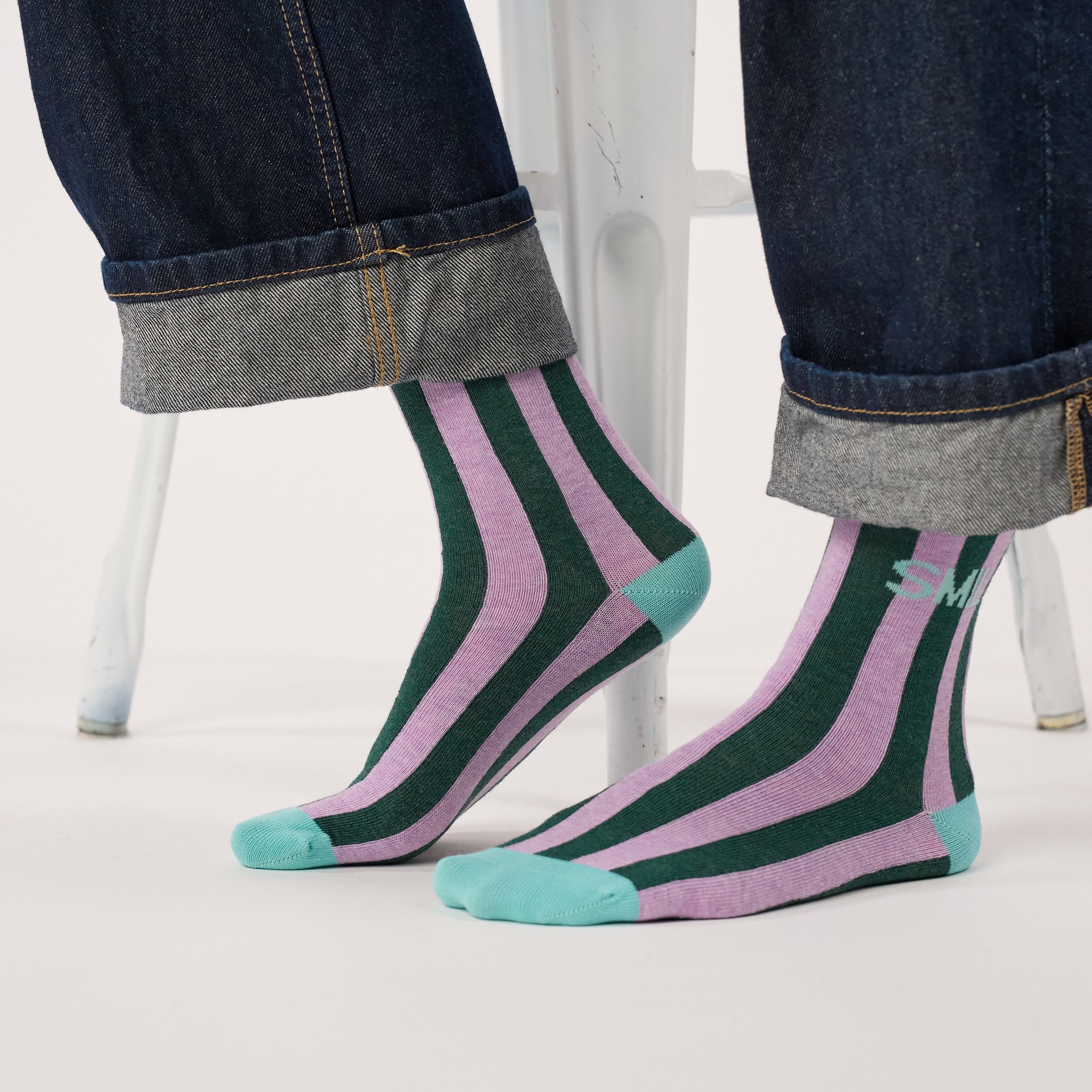 Combed cotton socks with message BILLYBELT Green