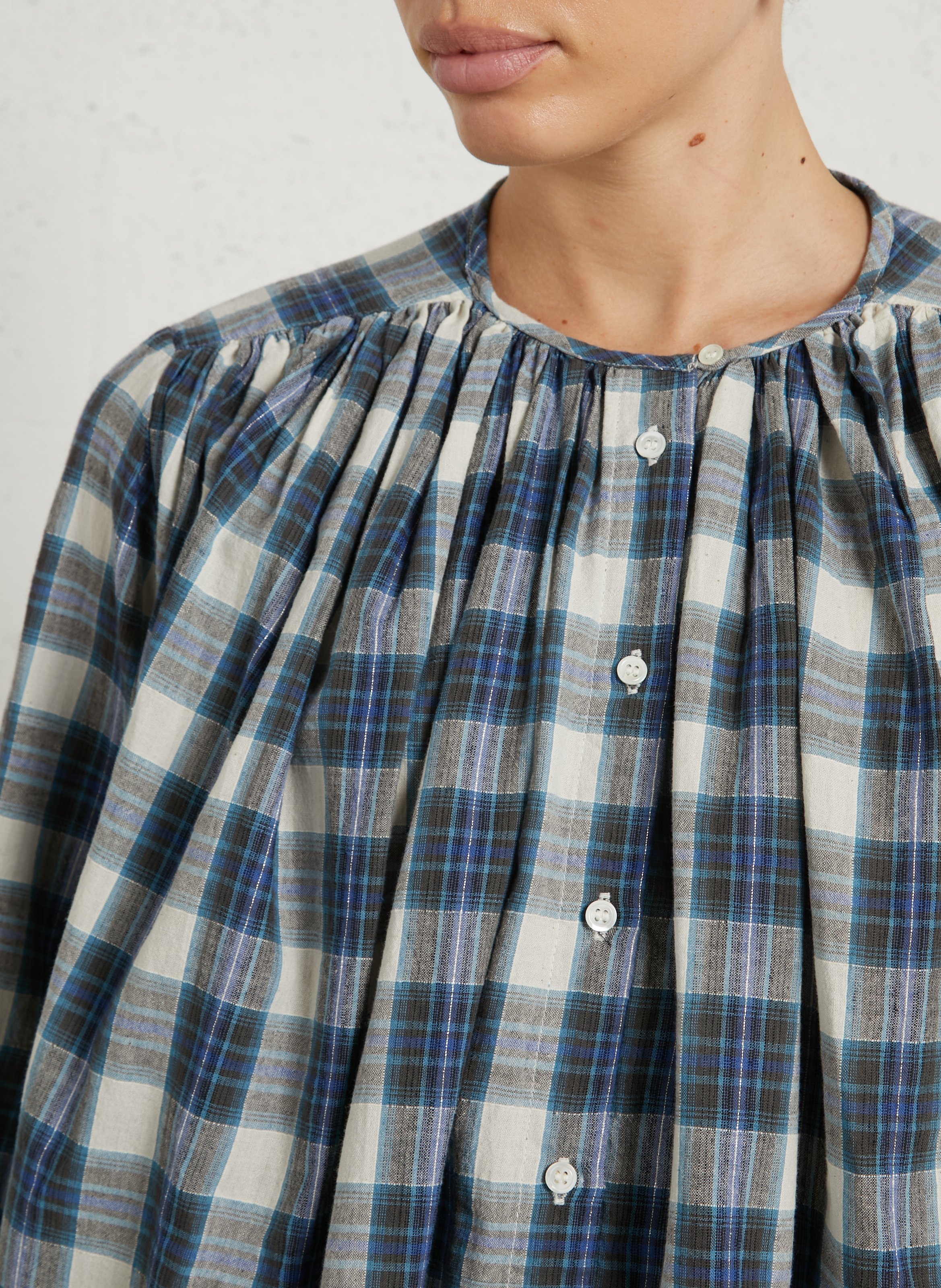 Round-neck cotton-blend shirt FEEKA Blue