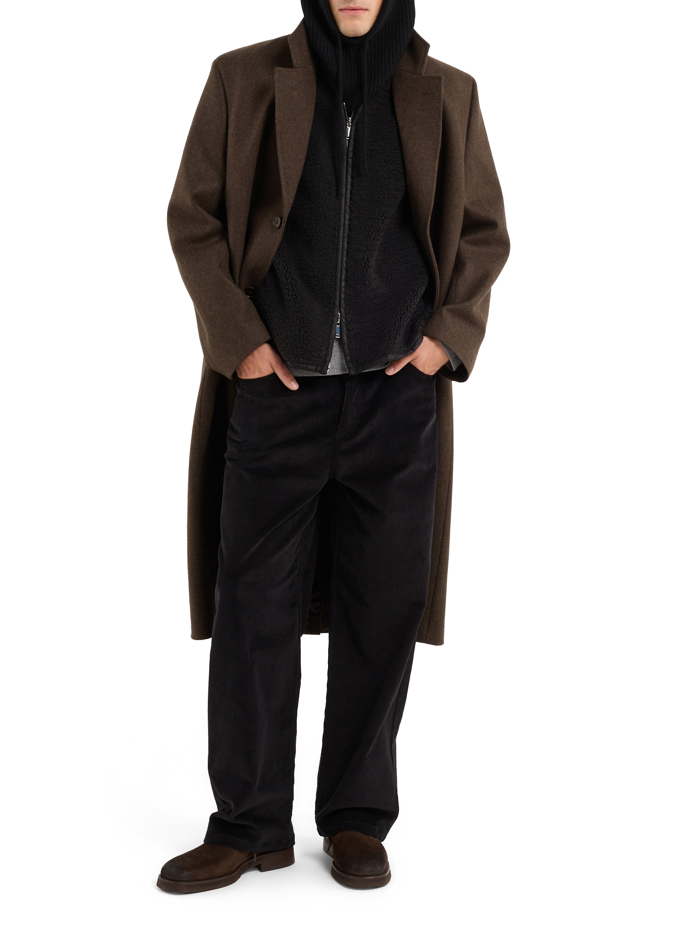 Long plain wool coat SAISON 1865 Brown