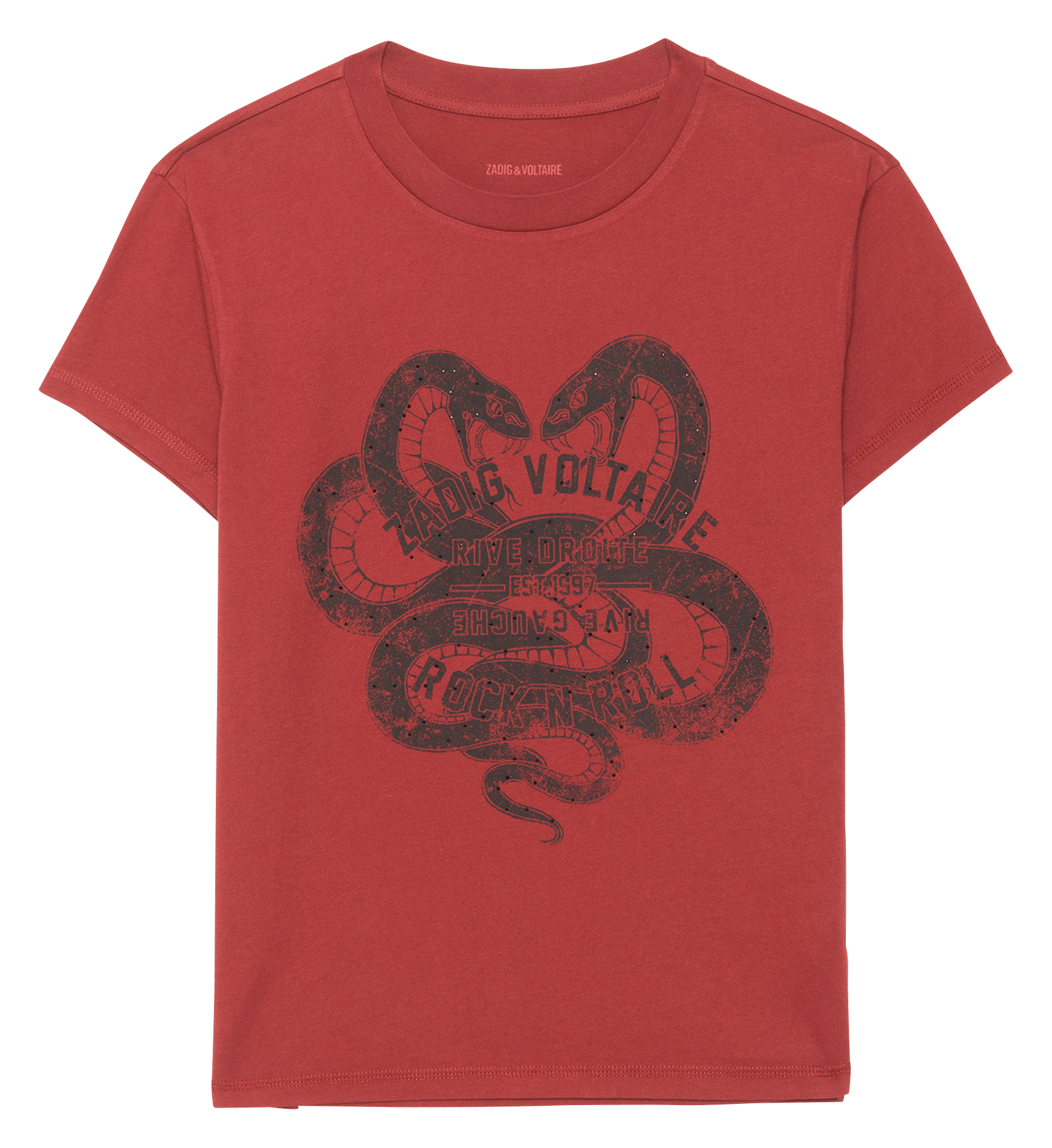 Gerade geschnittenes Rundhals-T-Shirt aus Baumwolle ZADIG&VOLTAIRE Rot
