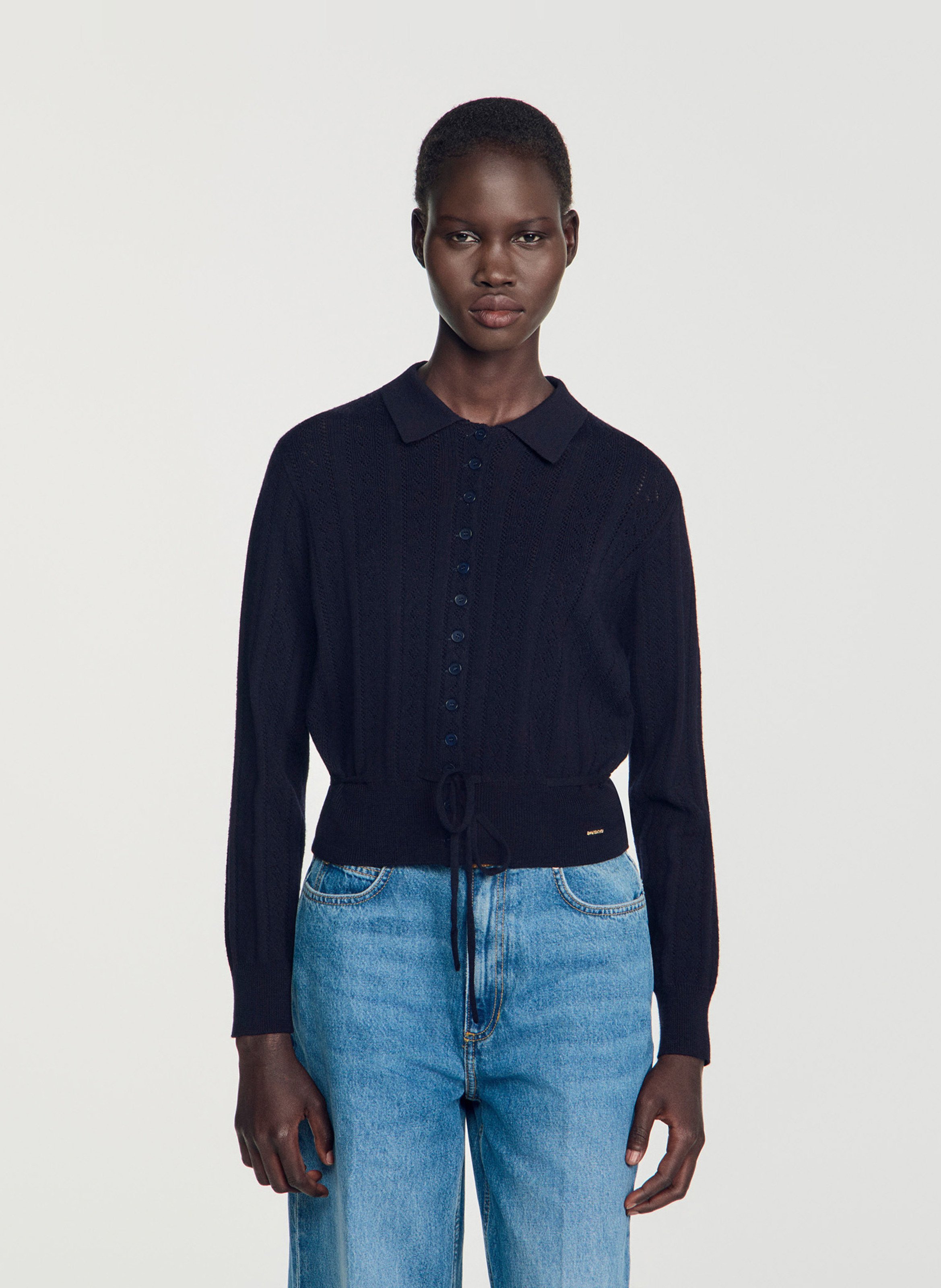 Recht vest met klassieke kraag van gemengde wol SANDRO Blauw