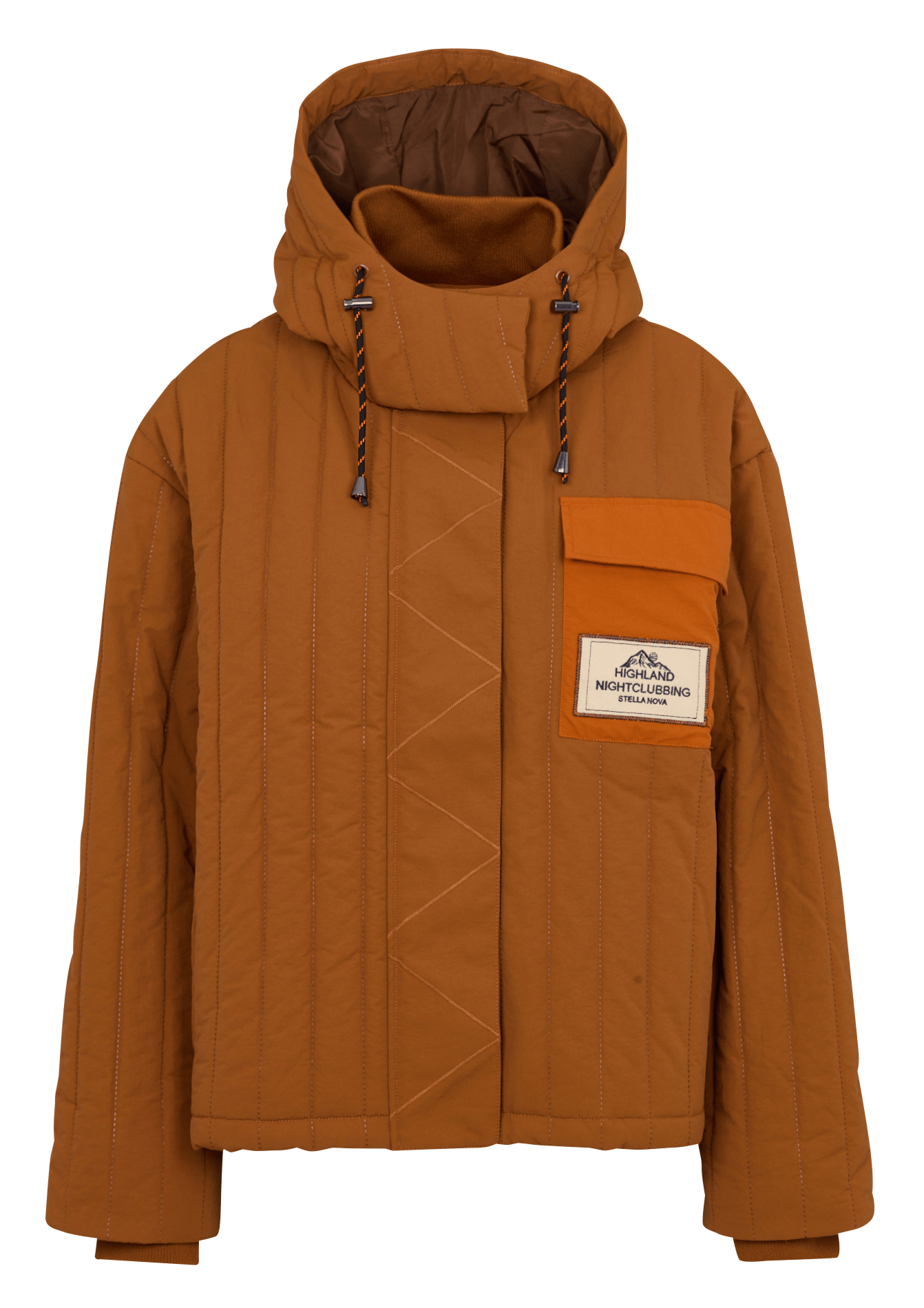 Manteau ample col montant à capuche matelassé STELLA NOVA Marron