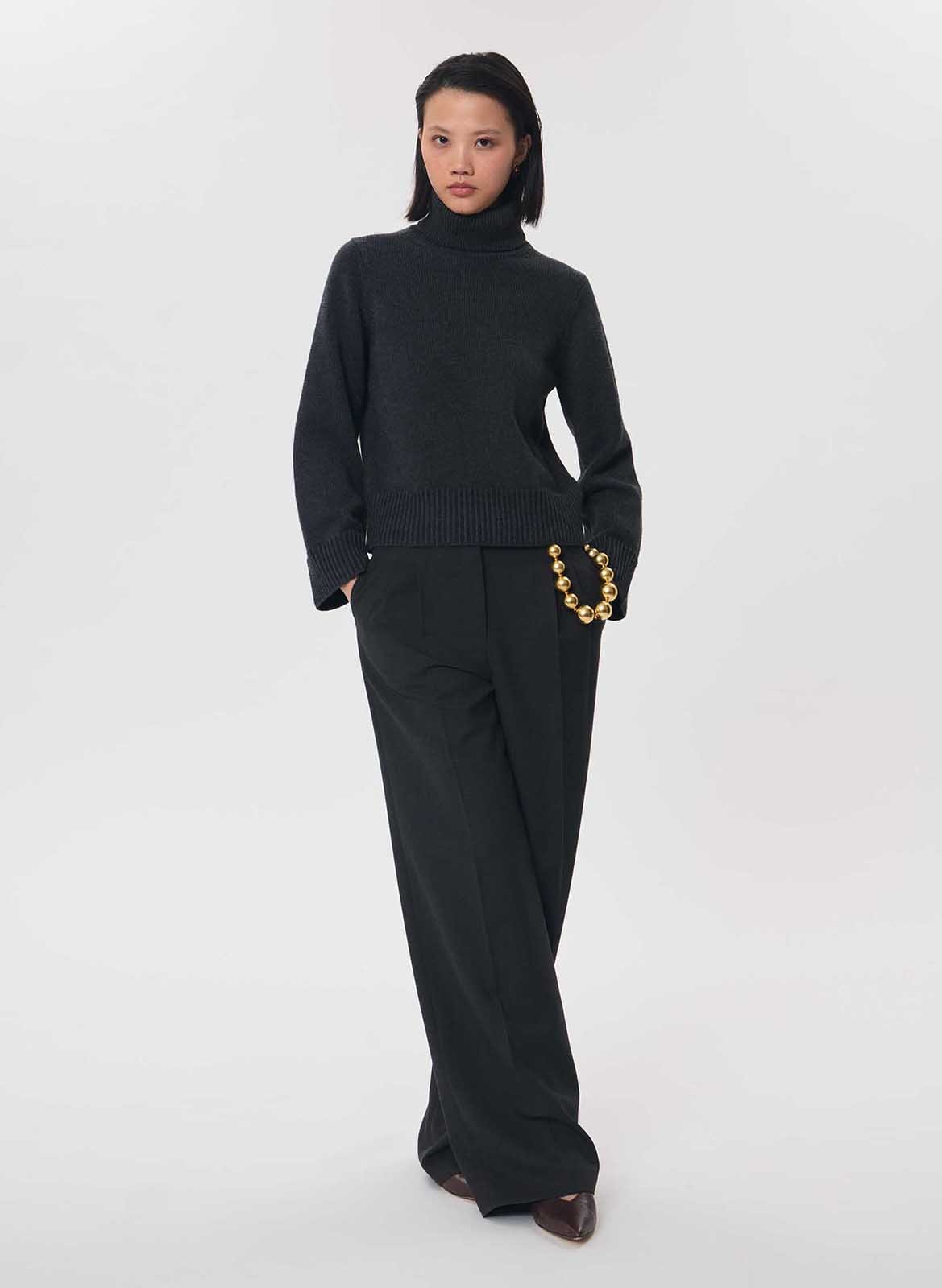 Pantalon large taille haute TARA JARMON Gris