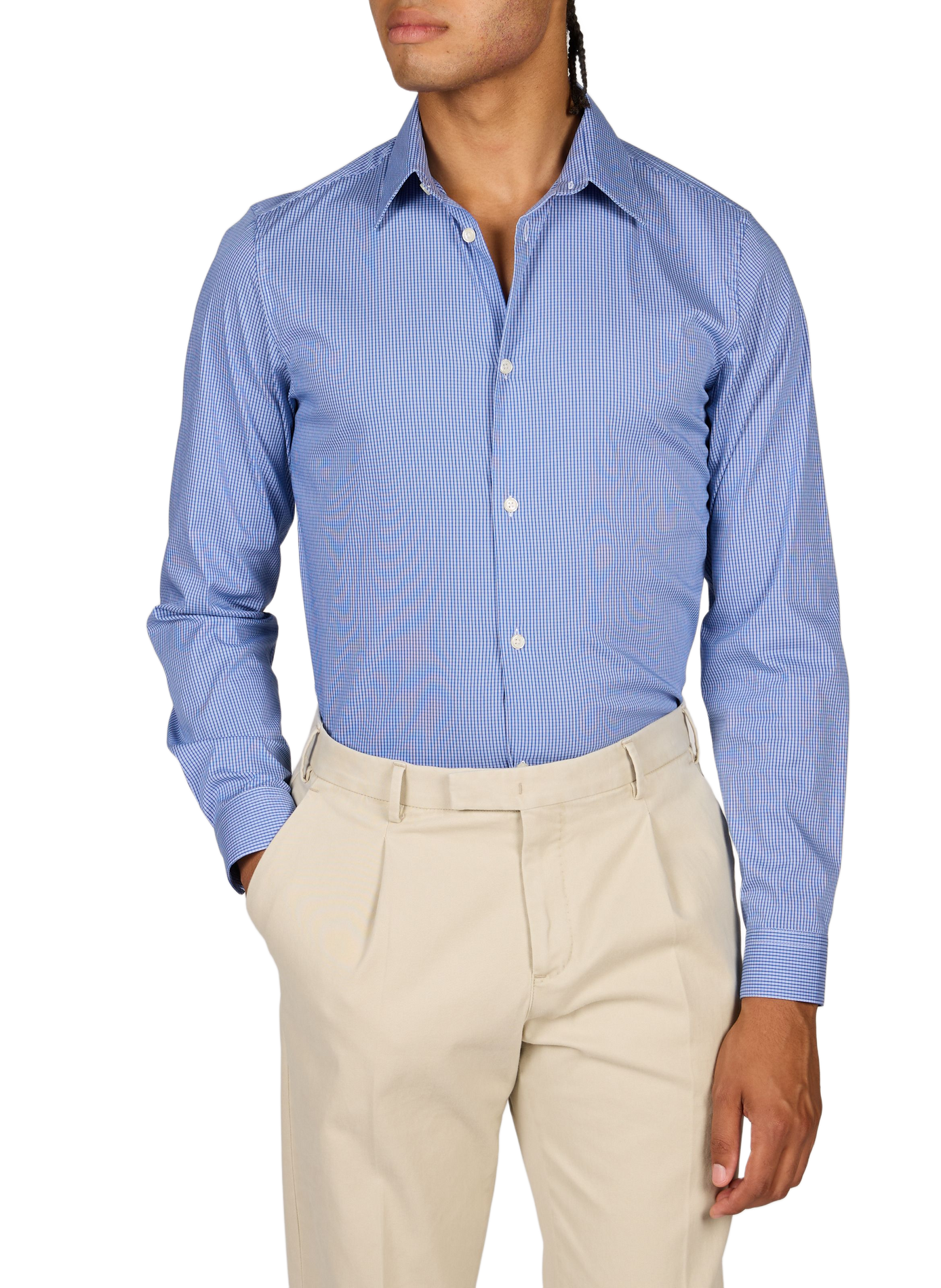 Straight classic-collar shirt in Icaro-S cotton AU PRINTEMPS PARIS Blue