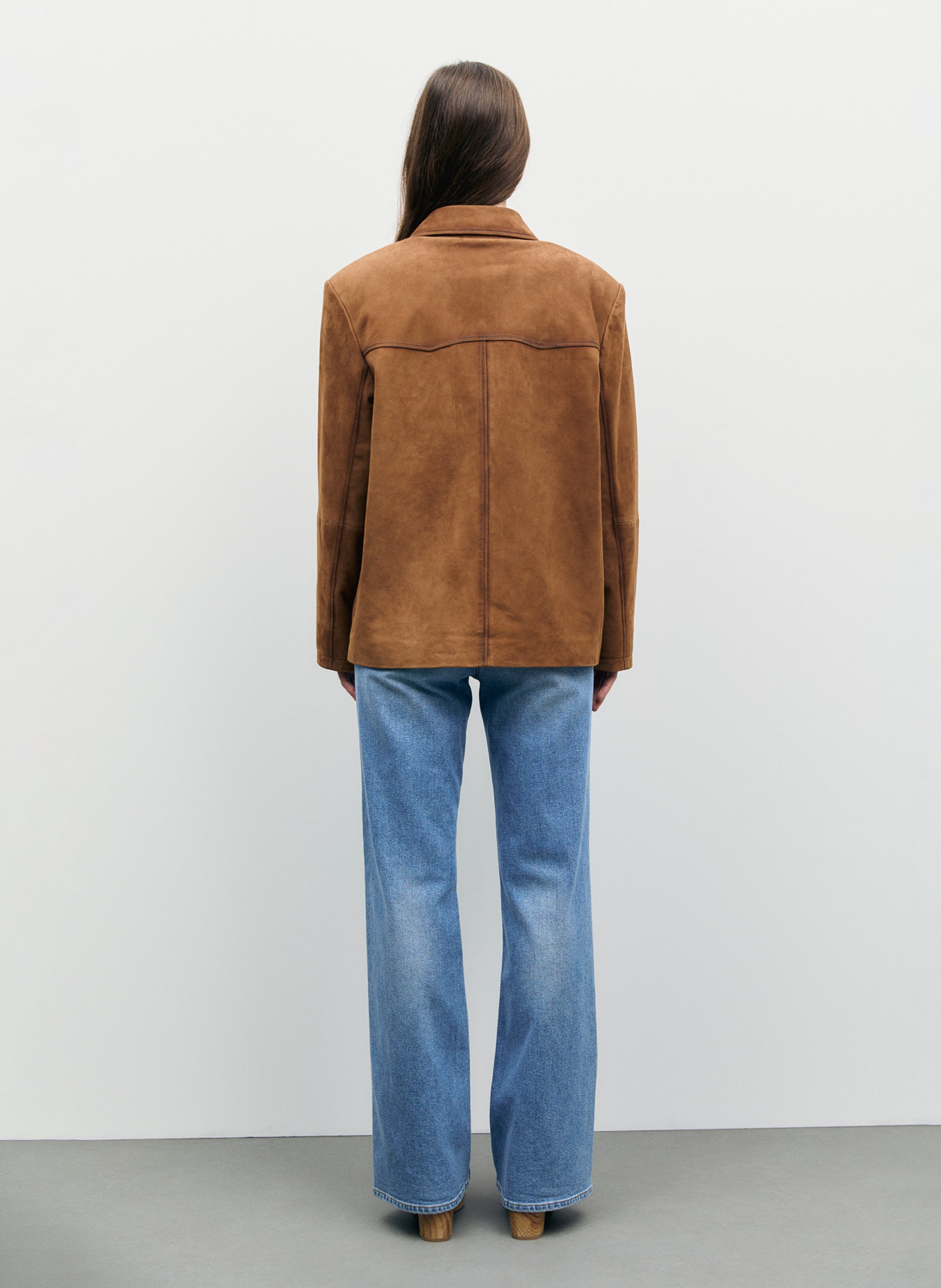 Veste col tailleur en cuir GERARD DAREL Bruin