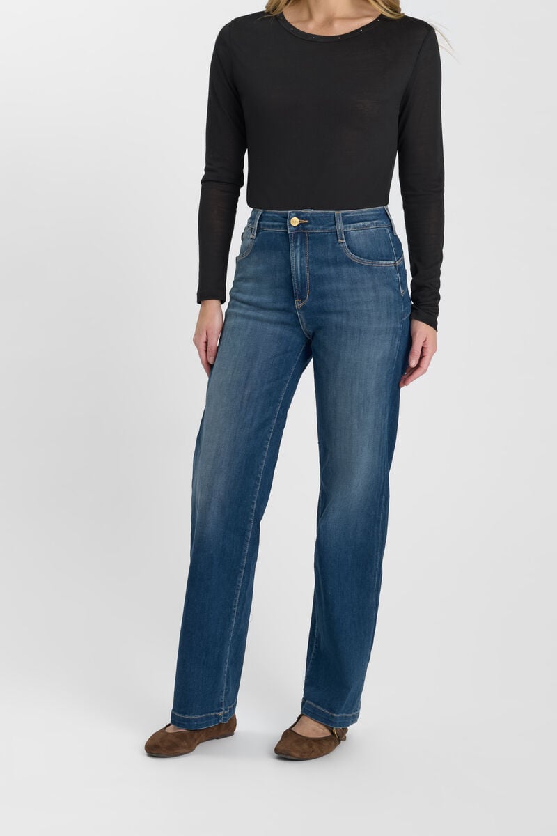 High-waisted loose-fit zip jeans LE TEMPS DES CERISES Blue