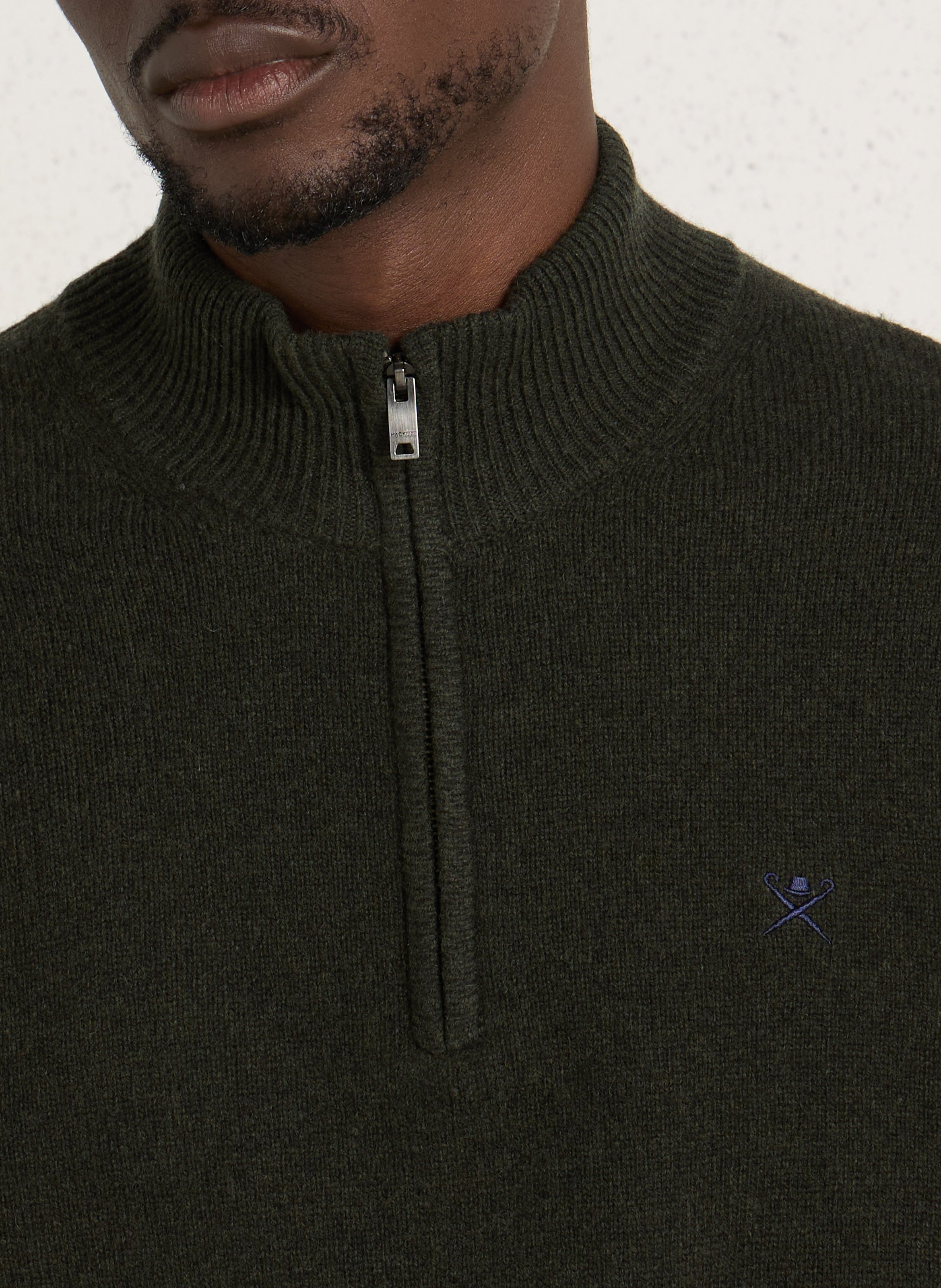 Pull droit col camionneur en laine HACKETT Vert
