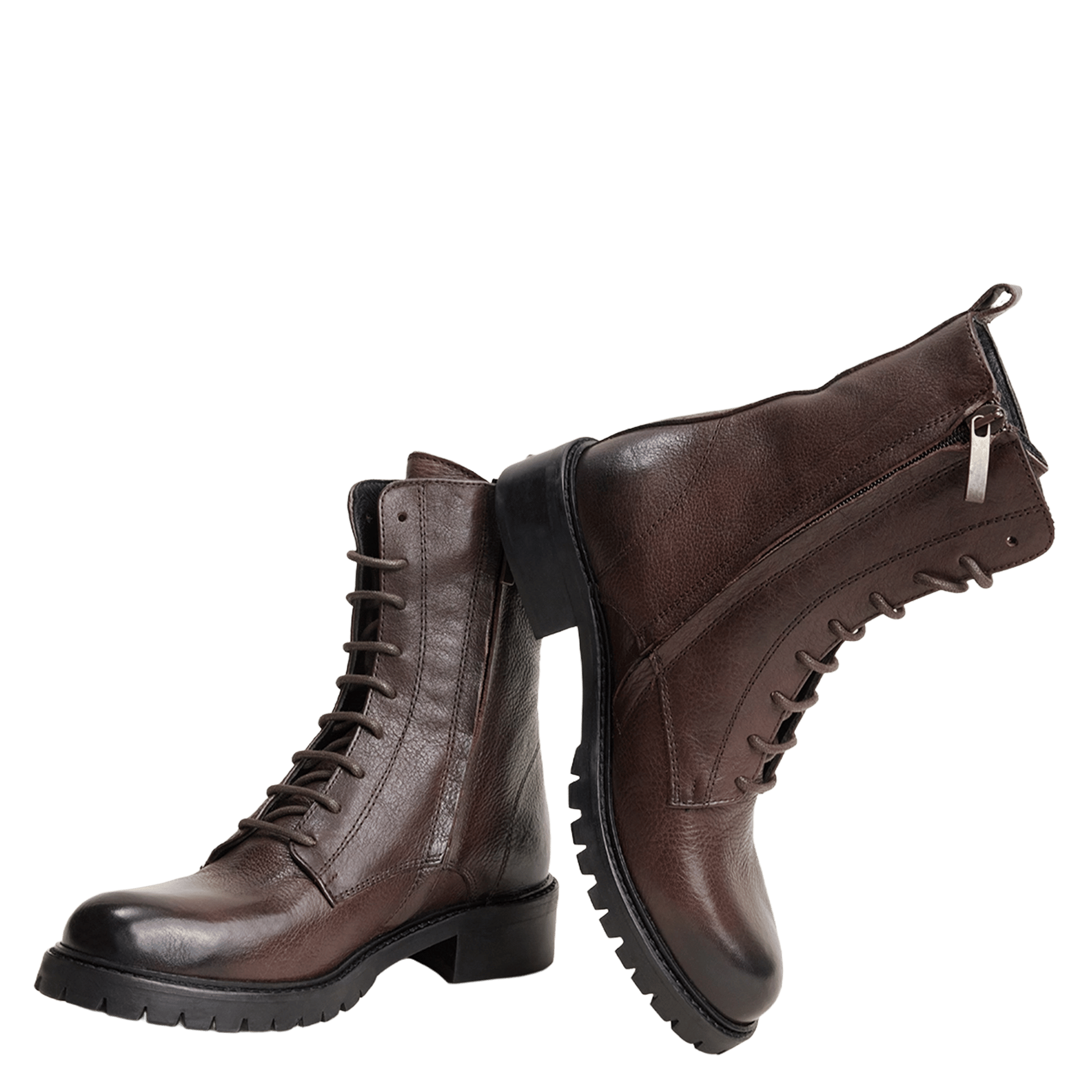 Bottes en cuir à lacets JONAK Marron