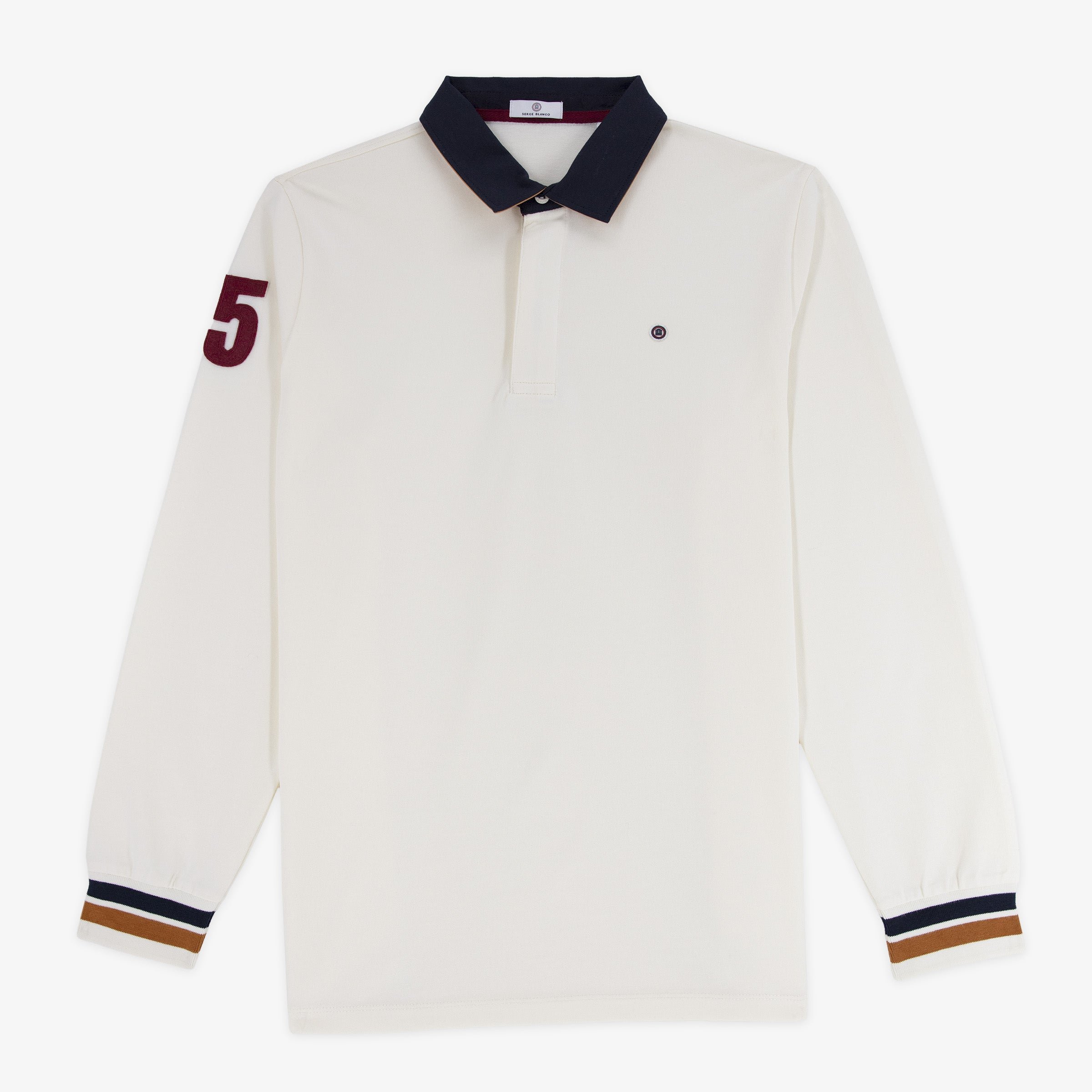 Long-sleeved cotton rugby shirt SERGE BLANCO White