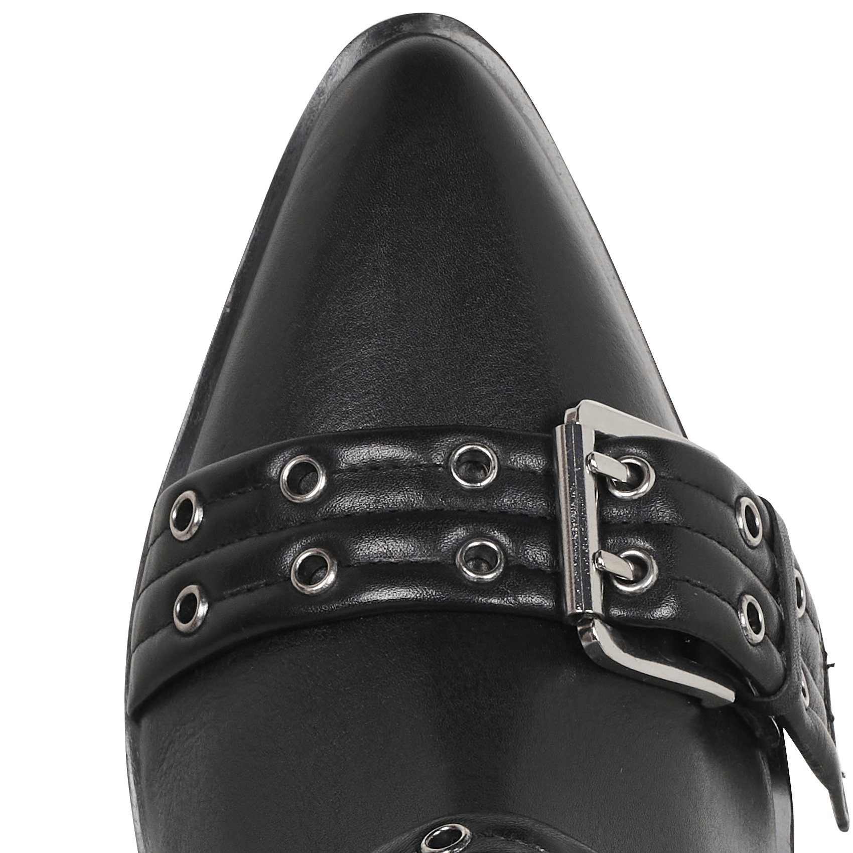 Leather ankle boots with buckle and eyelet details IKKS Black