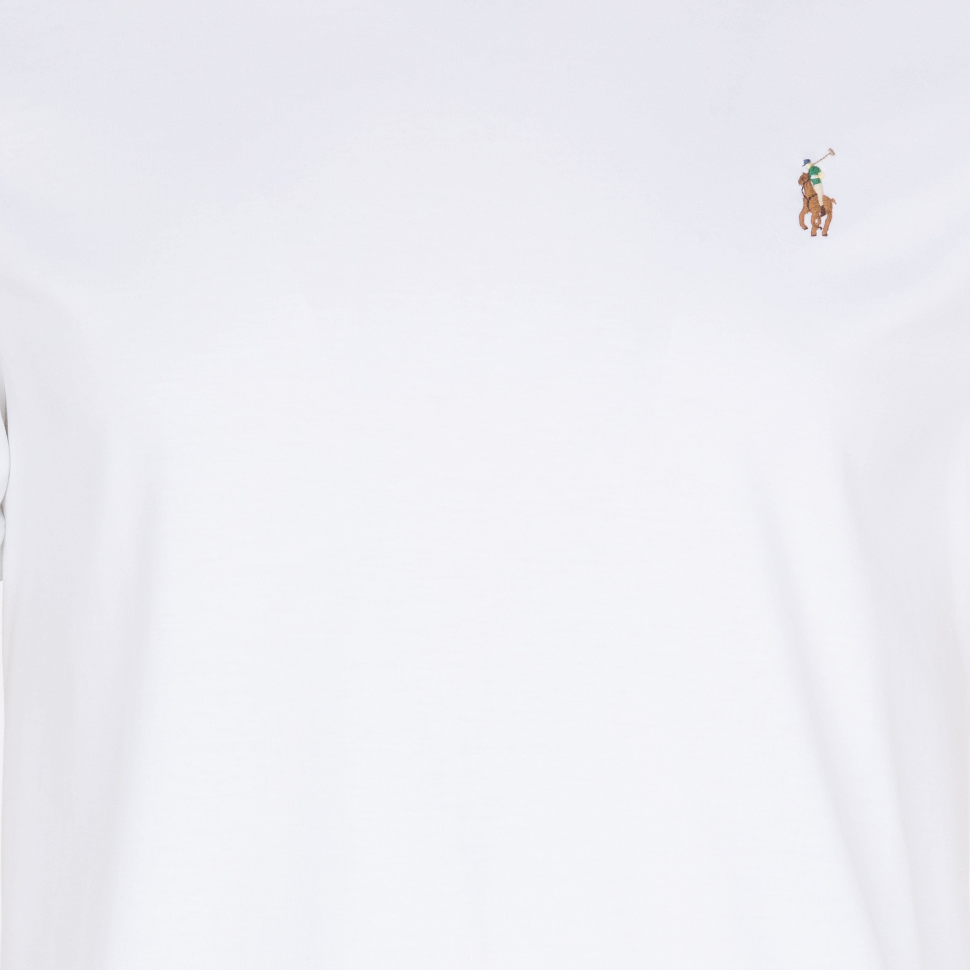 Round-neck slim-fit pima cotton T-shirt with Pony Player White