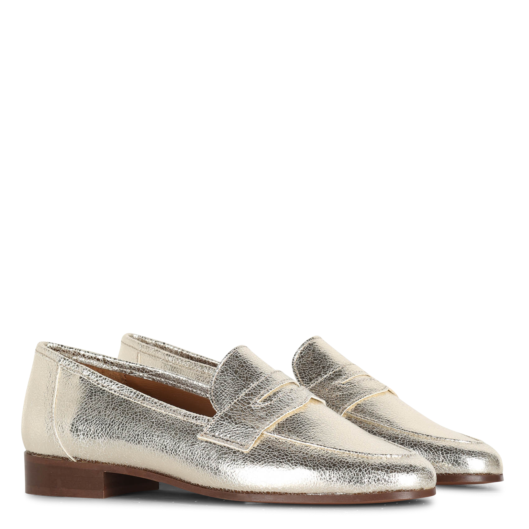 Metallic leather loafers MAISON TOUFET Golden