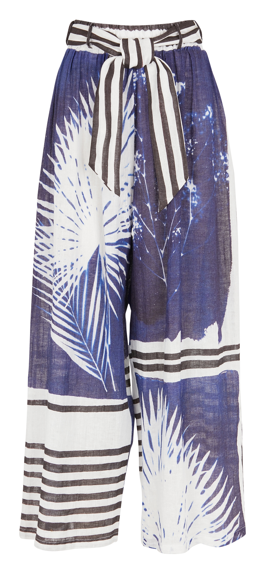 High-waisted wide-leg linen pants MES DEMOISELLES Blue
