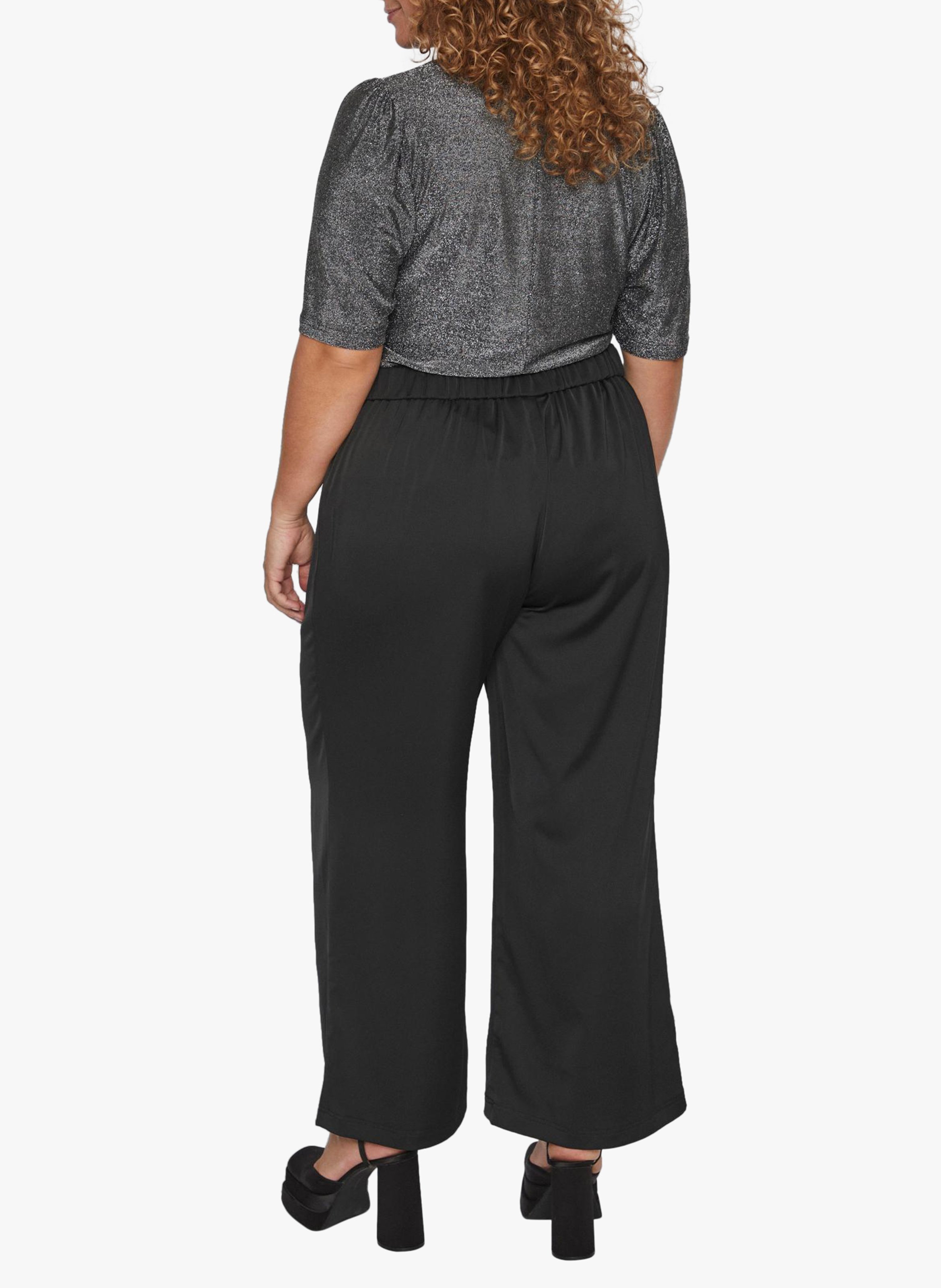 Pantalon droit taille haute en satin EVOKED Noir