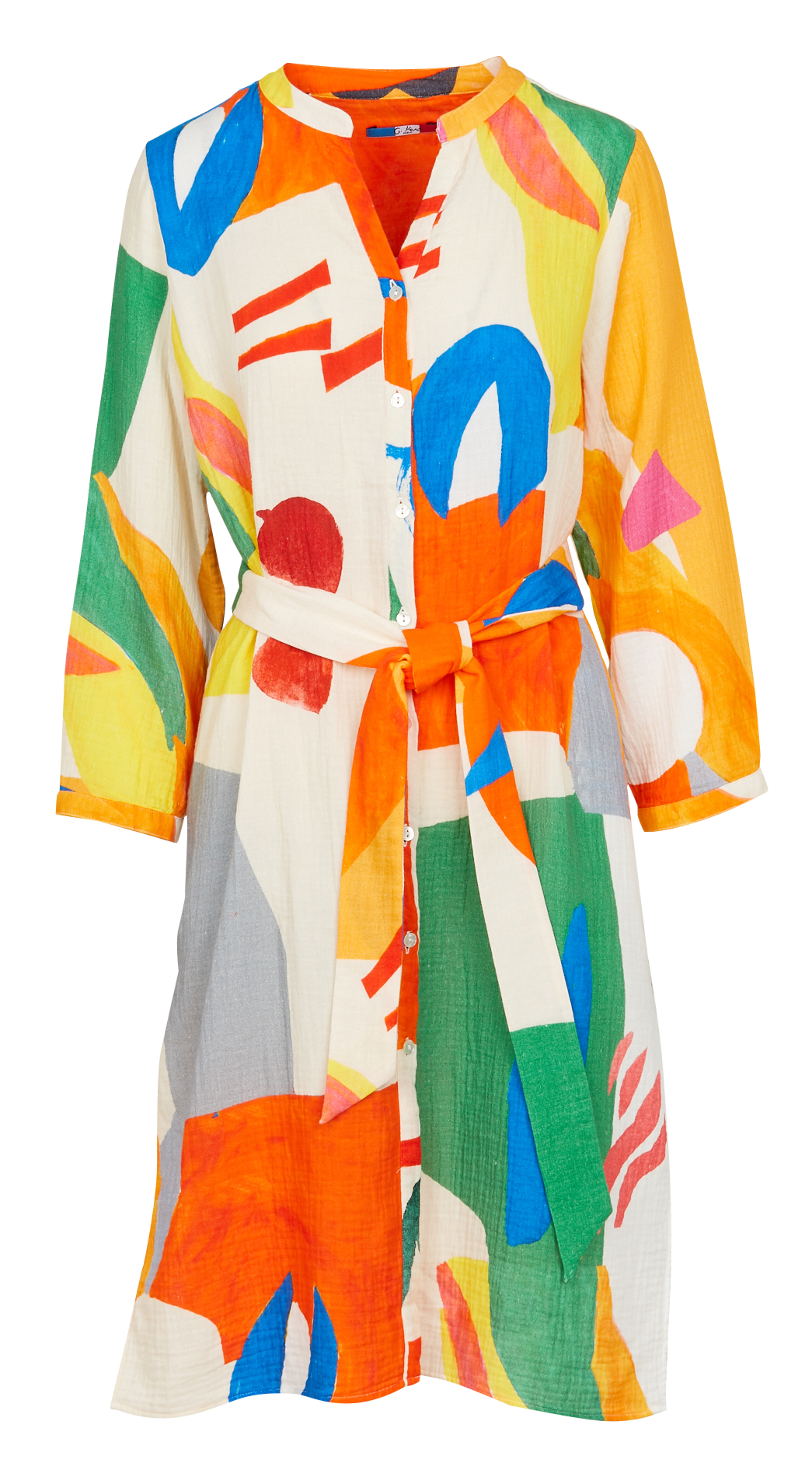 Midi-Hemdblusenkleid aus Baumwolle mit Print G.KERO Mehrfarbig