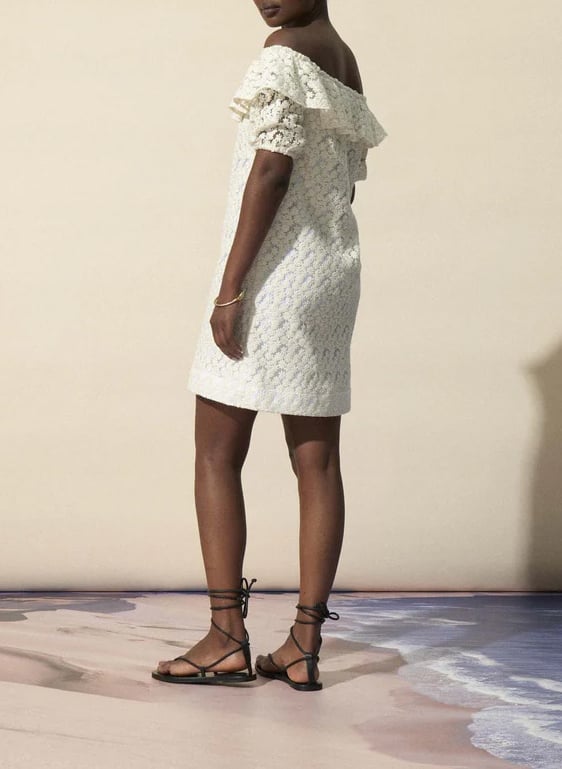 Short off-the-shoulder dress in blended cotton FETE IMPERIALE Beige