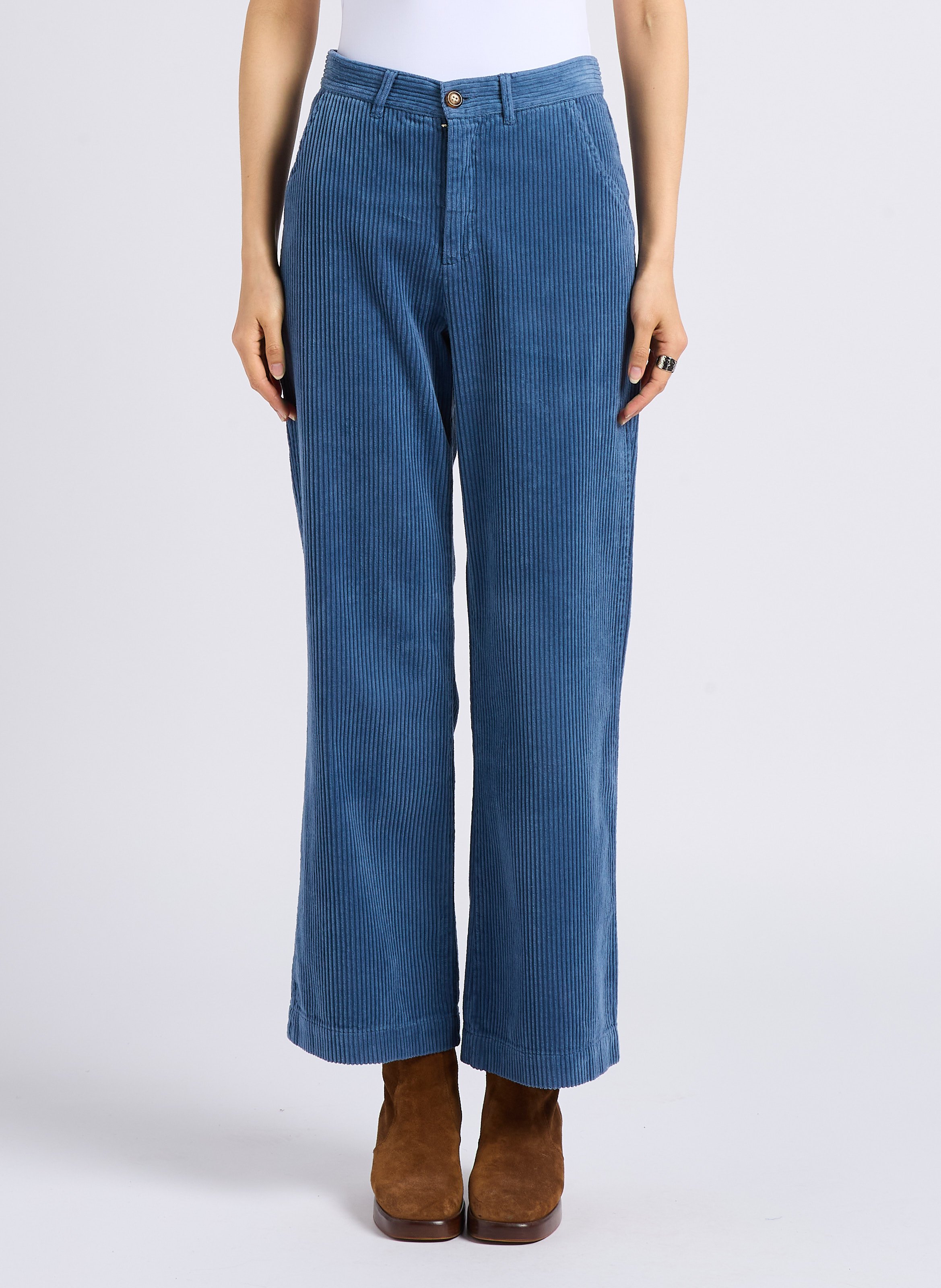 Pantalon en velours cotele Bleu