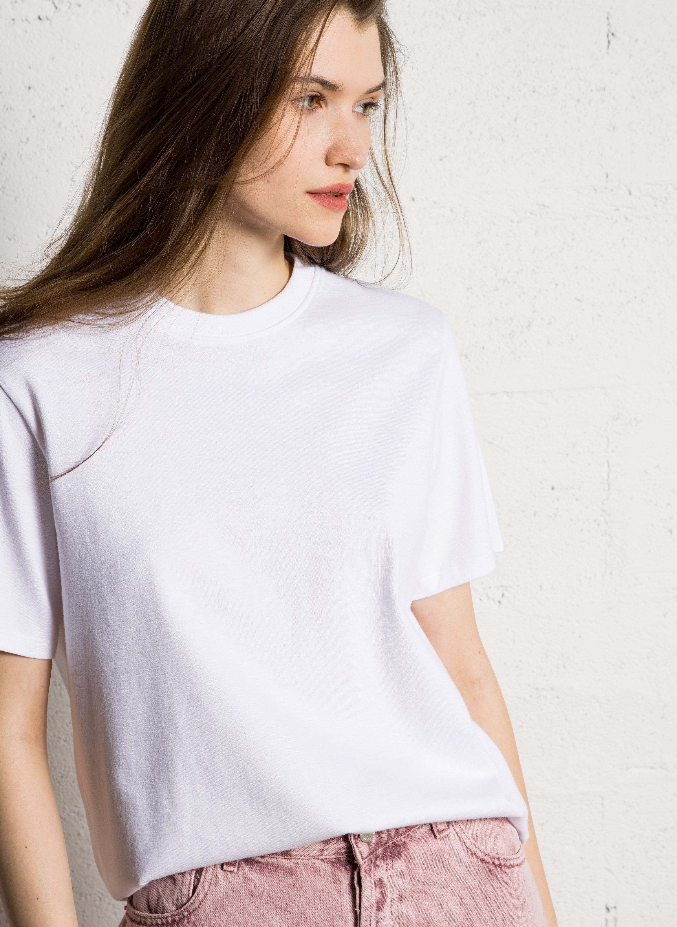 Tee-shirt droit col rond en coton bio MAJESTIC FILATURES Blanc