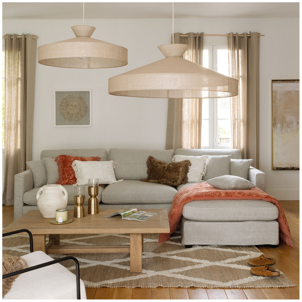 Jute canvas pendant light BLANC D'IVOIRE Beige