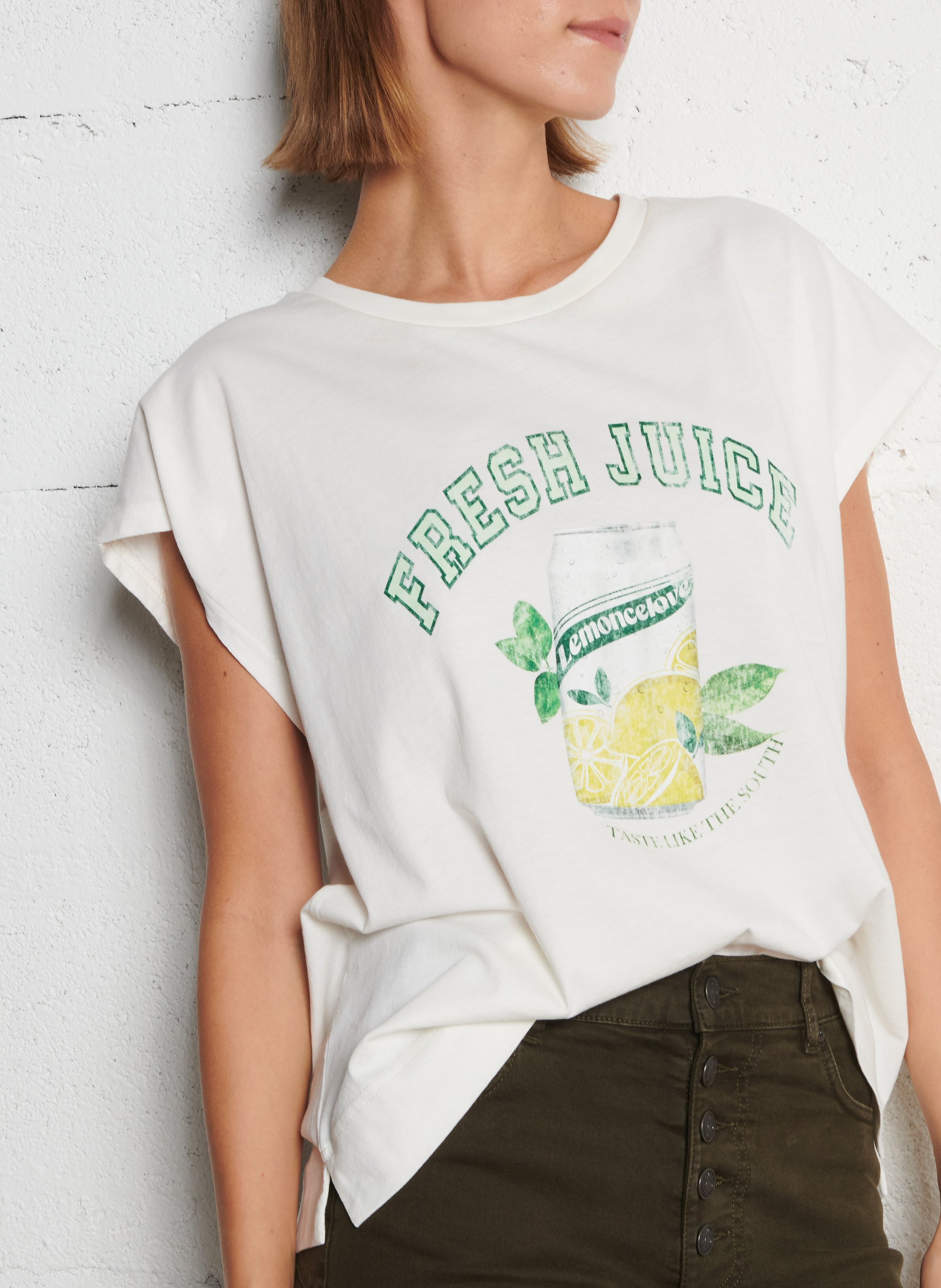 Tee-shirt sans manches visuel limonade IKKS Blanc