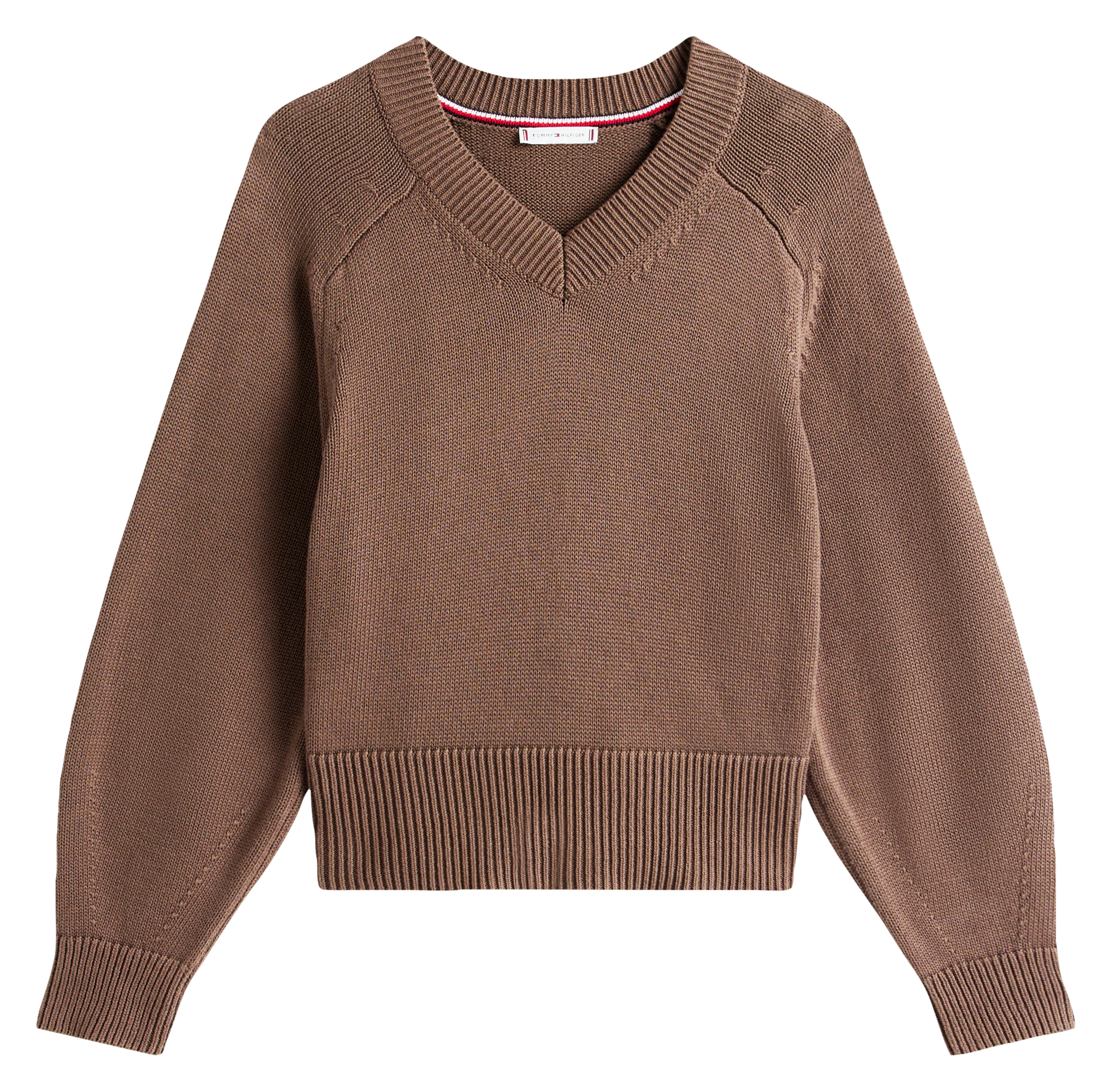 Pull droit en coton bio TOMMY HILFIGER Marron