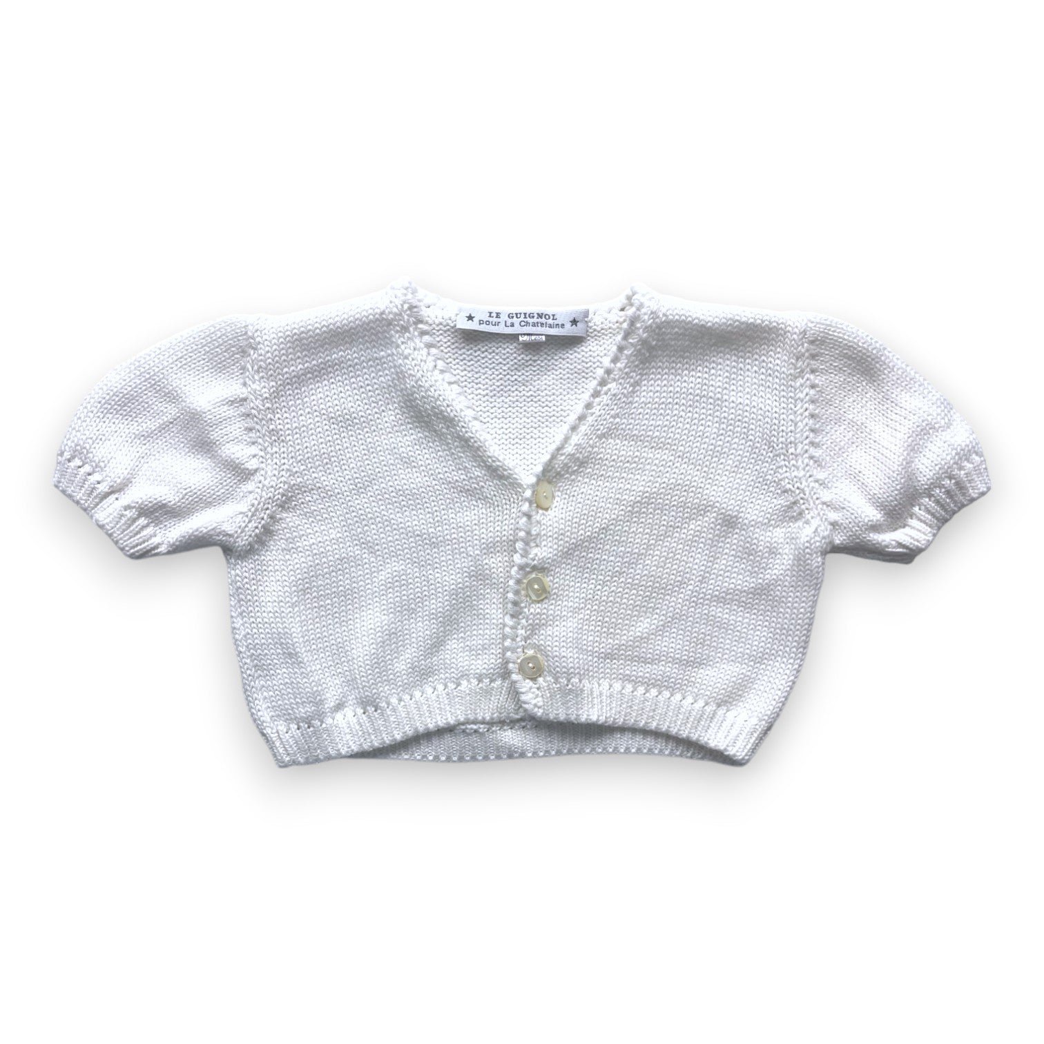White Baby Cardigan - 3 months LA CHATELAINE - Seconde main White