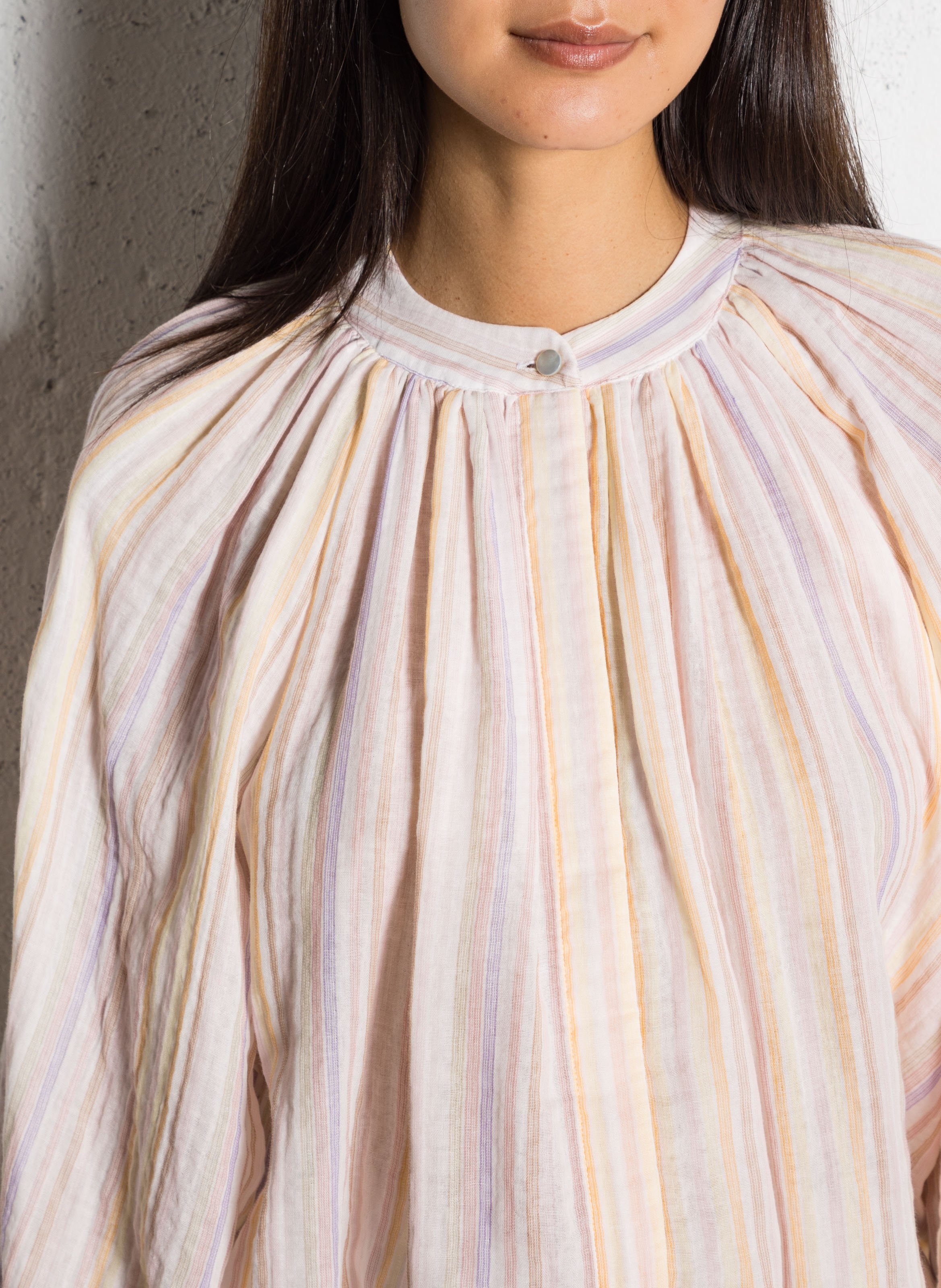 Round-neck cotton-blend shirt THE LABEL EDITION Beige