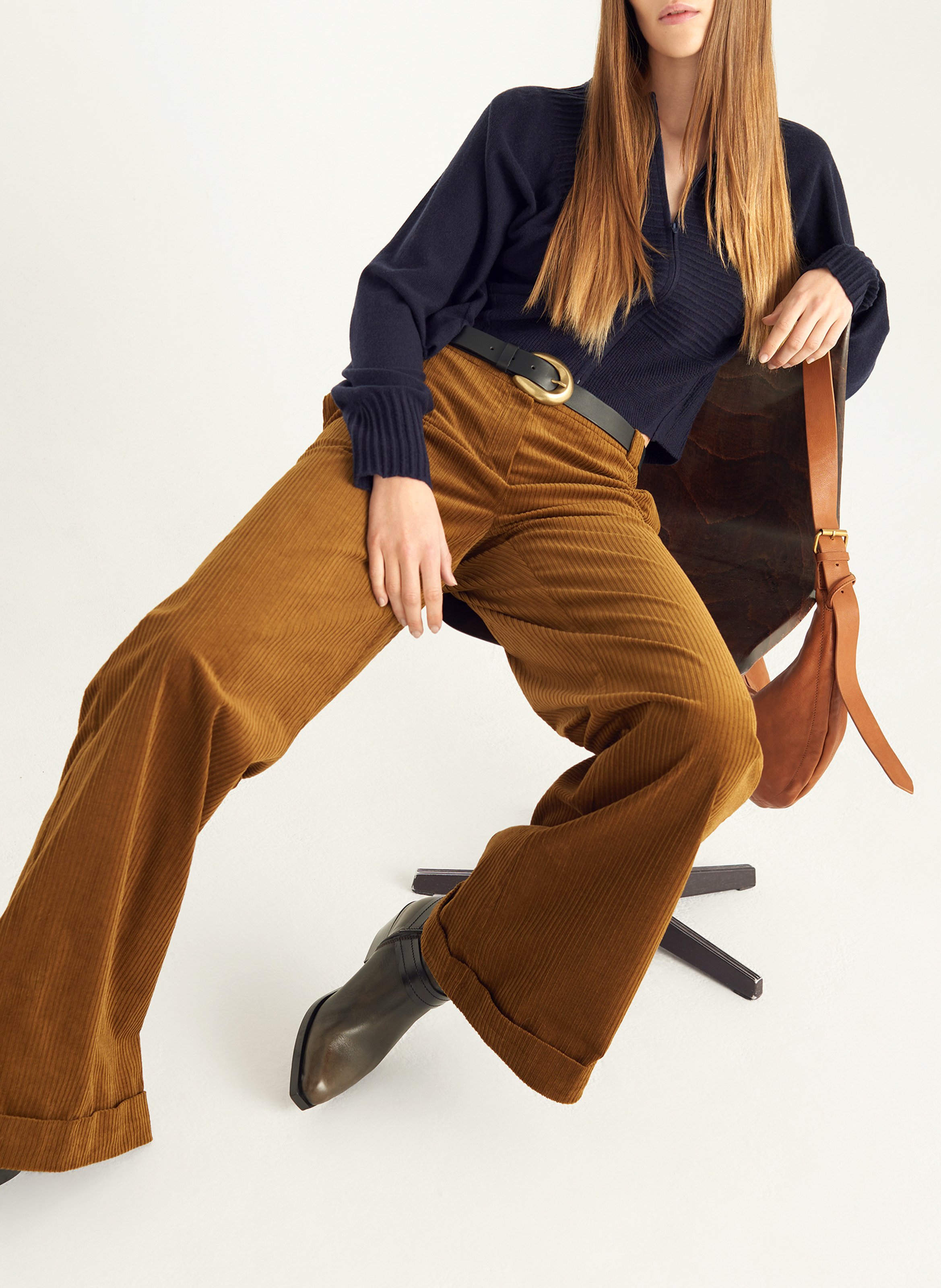 Rechte trui met ronde hals van wol COTELAC Blauw