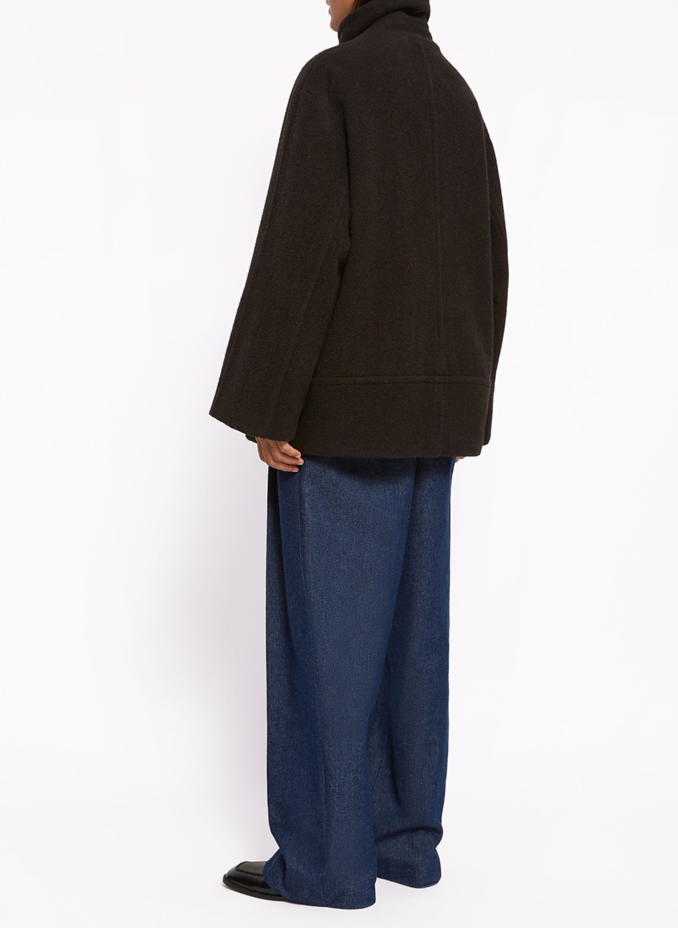 Manteau ample boutonné en laine mélangée ROSEANNA Marron